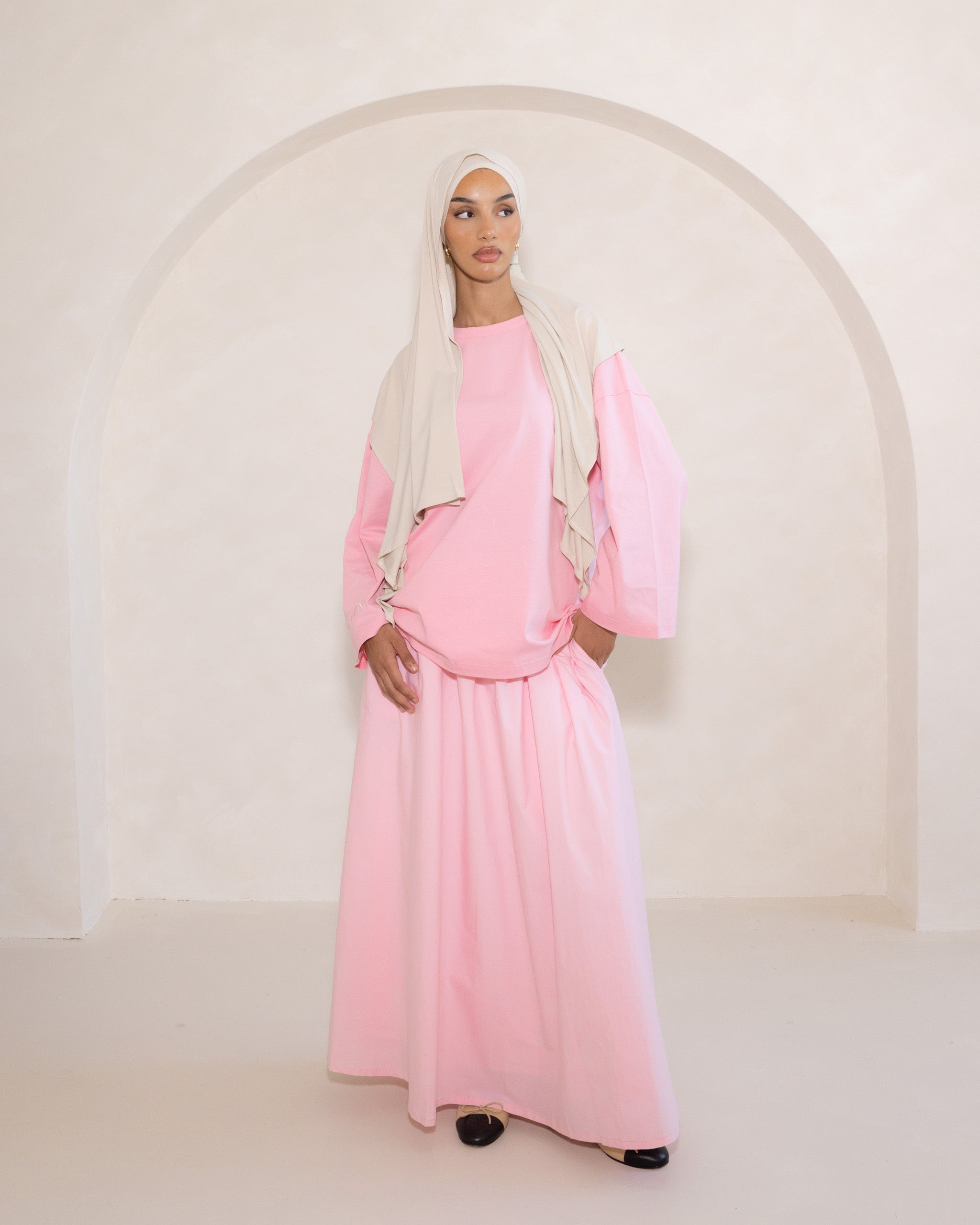 Pink Cotton Oversized Tee