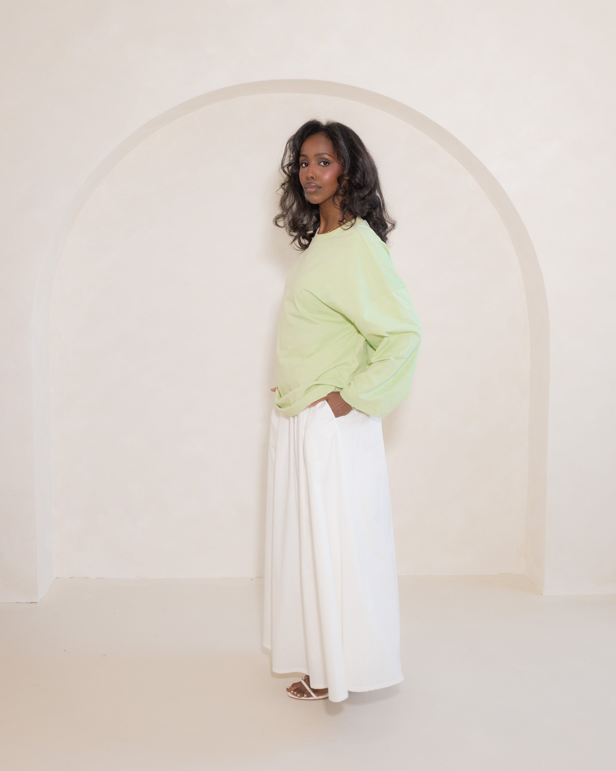 Off White Poplin Cotton Skirt