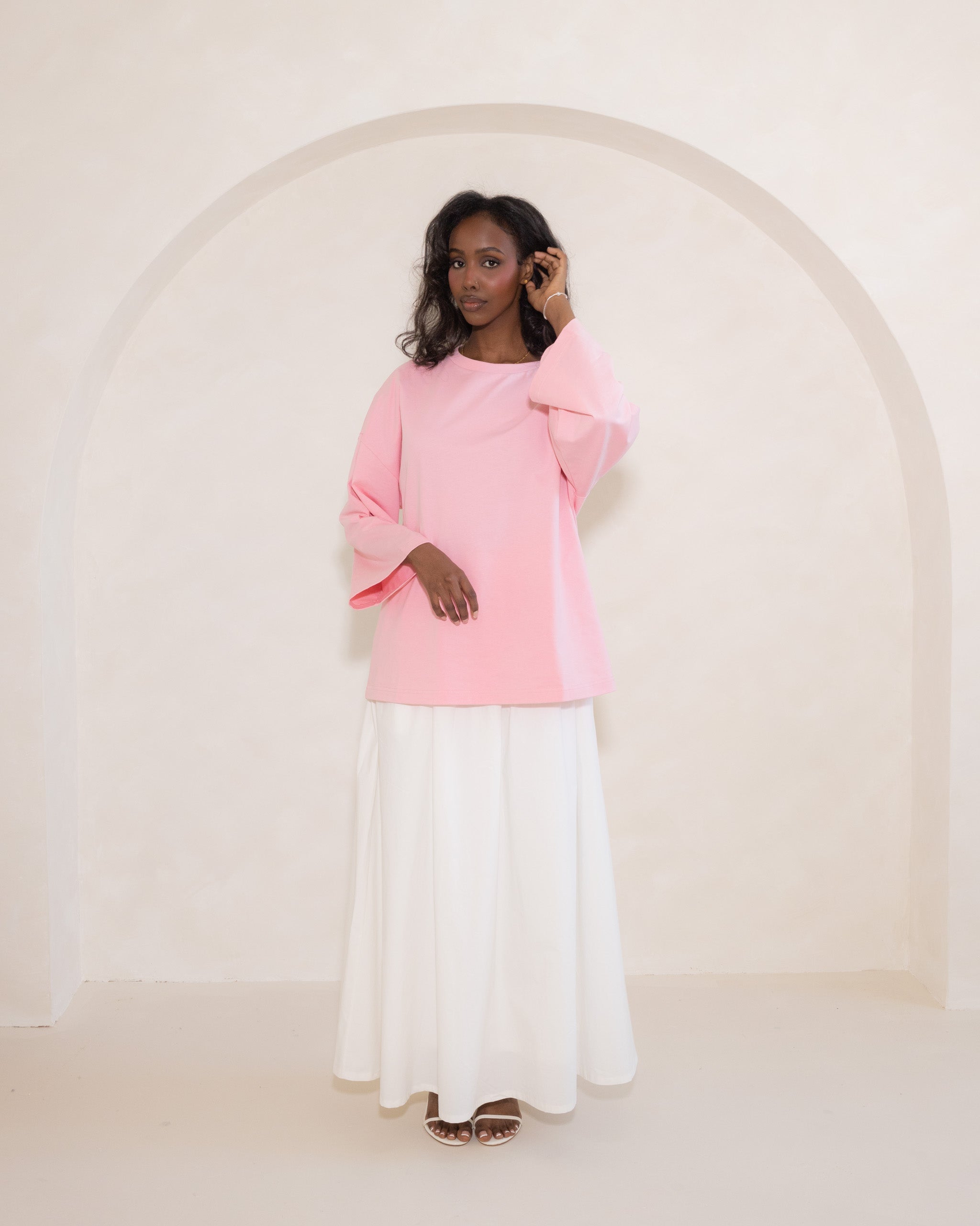 Off White Poplin Cotton Skirt