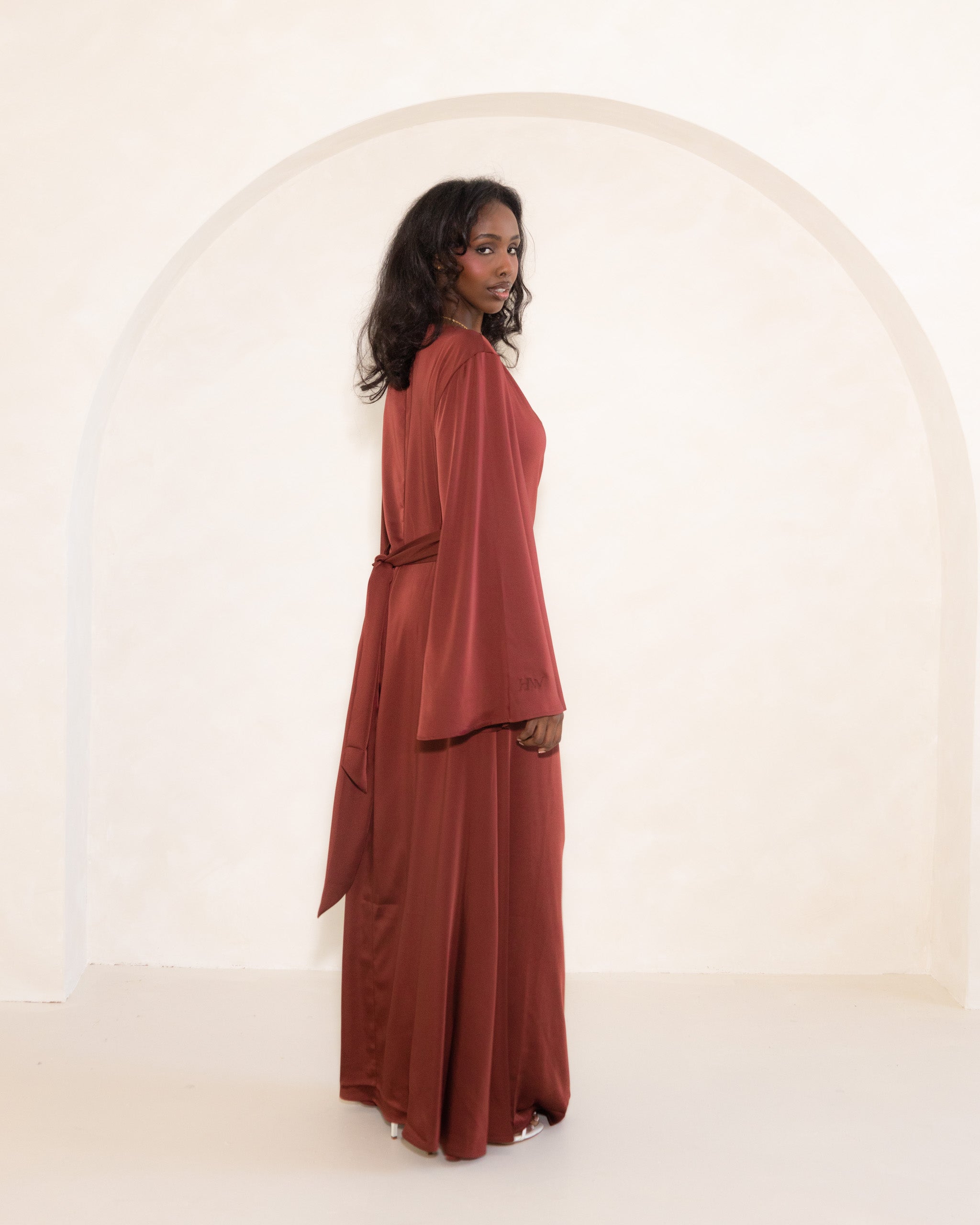 Ruby Cowl Neck Satin Dress