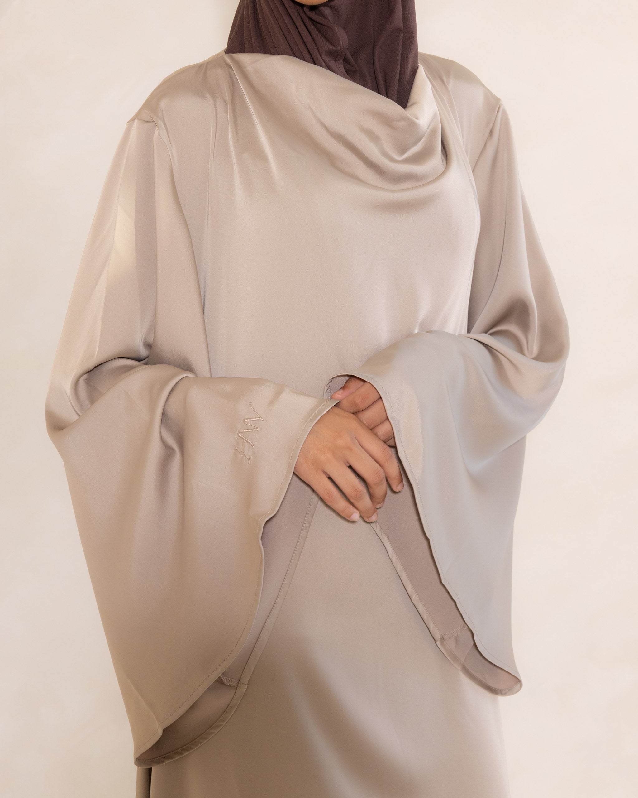 Champagne Cowl Neck Satin Dress