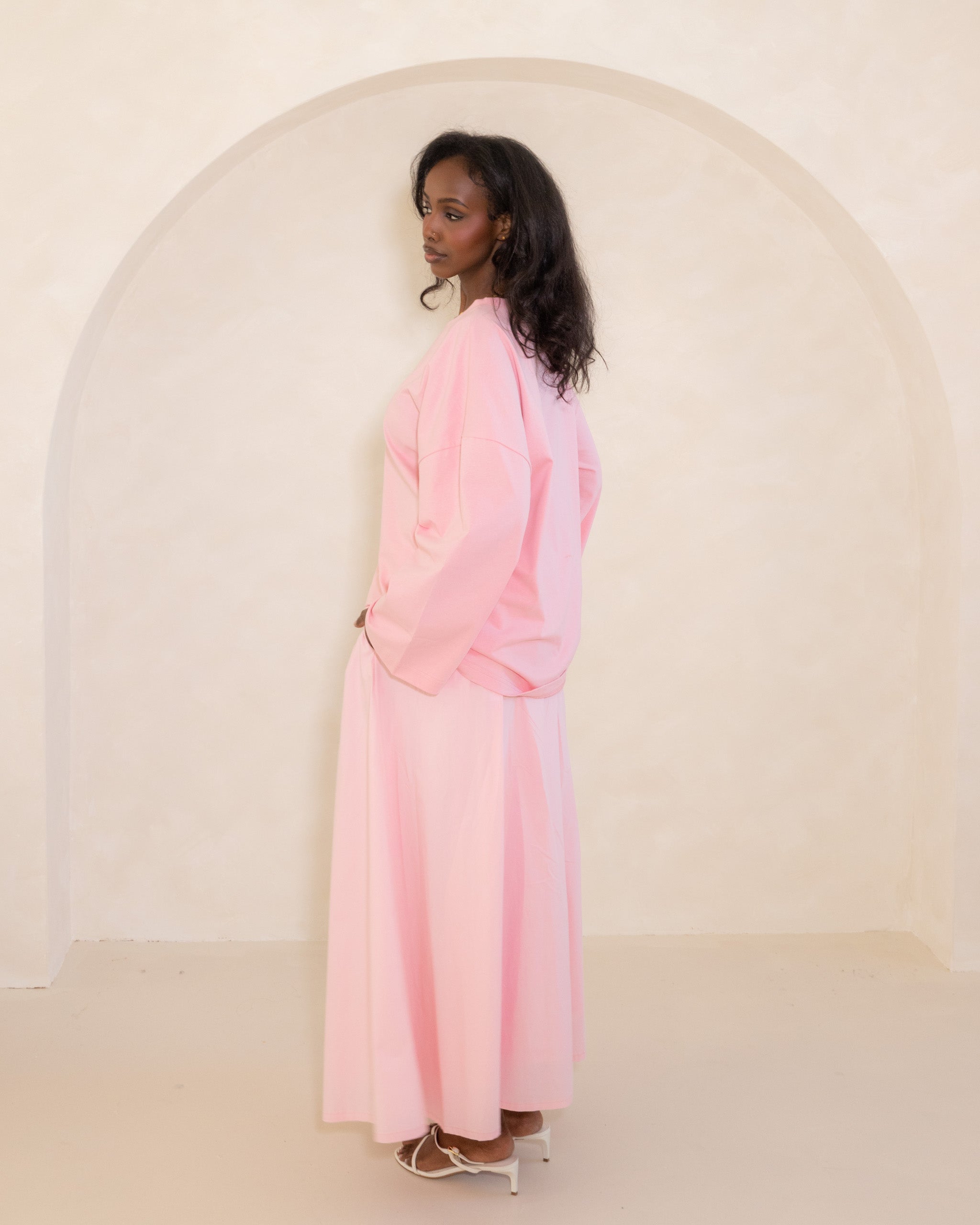 Pink Poplin Cotton Skirt