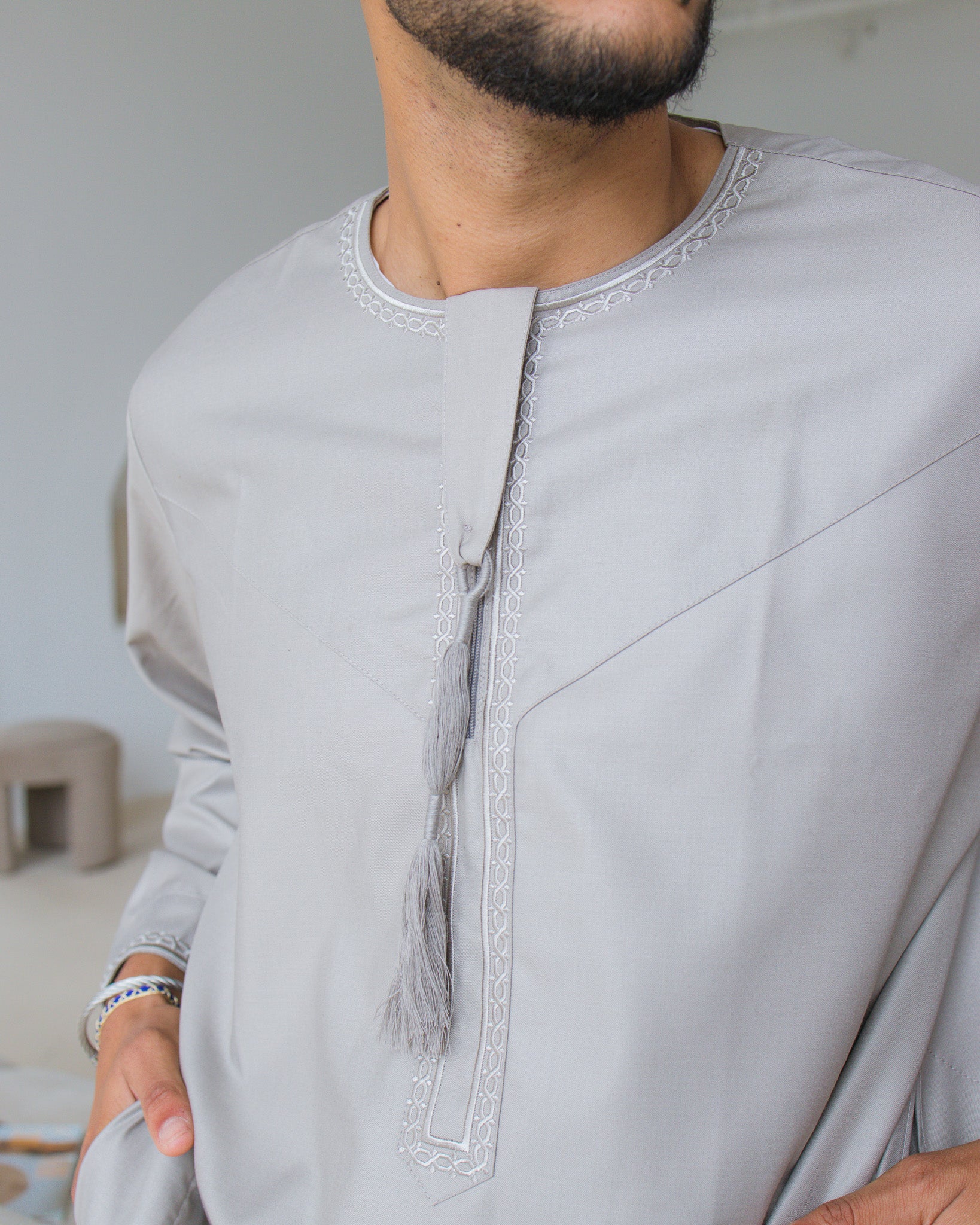 Premium Rayan Embroidered Thobe Clearance
