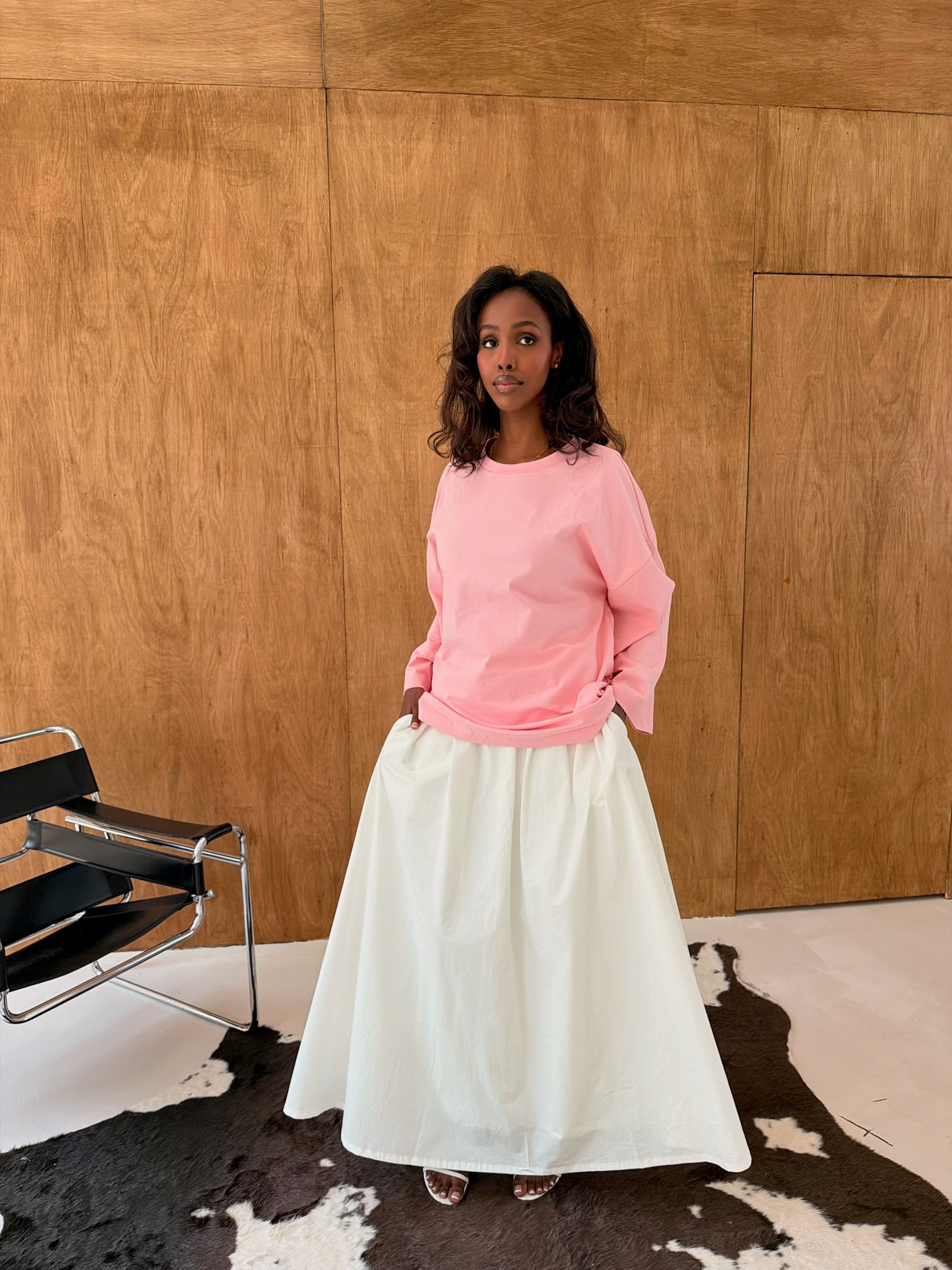 Off White Poplin Cotton Skirt