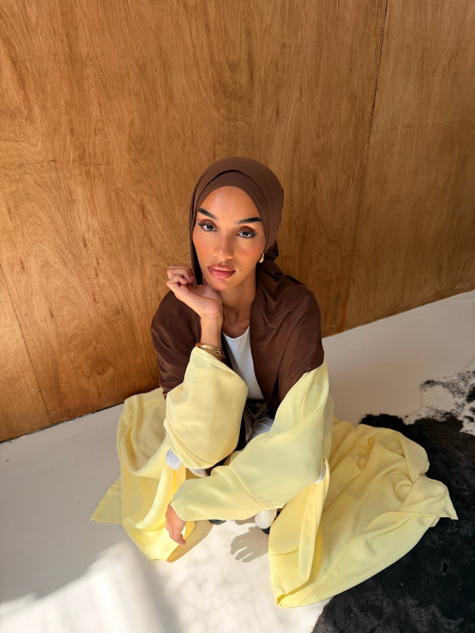 Butter Yellow Open Abaya