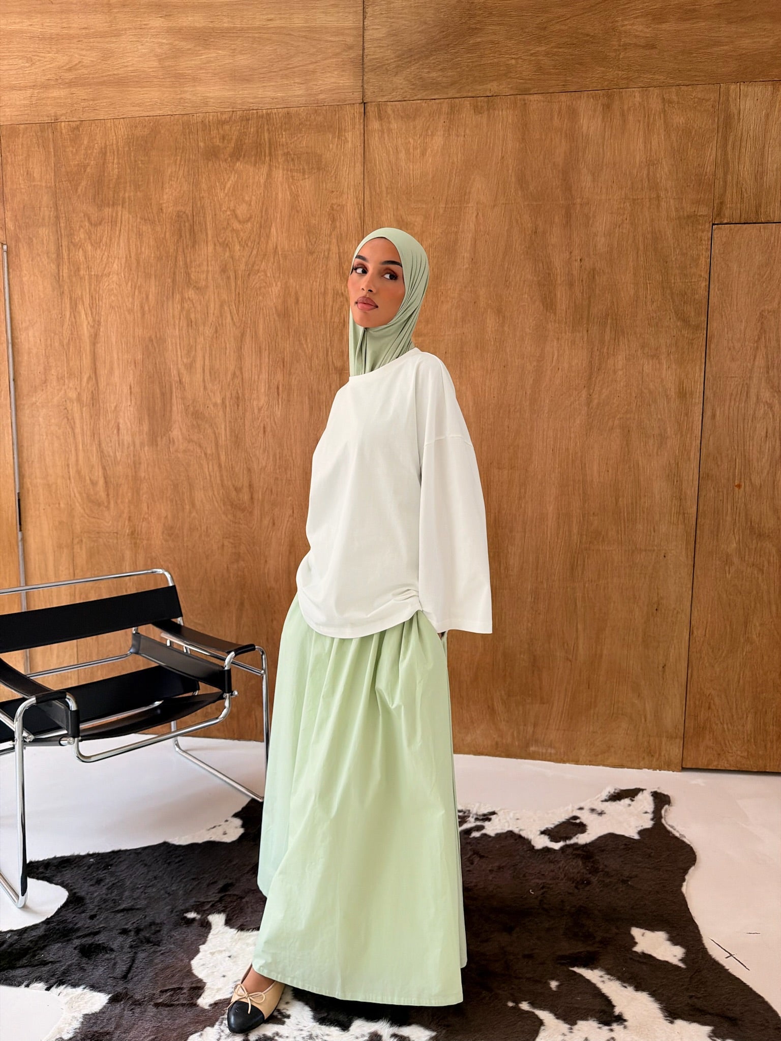 Mint Poplin Cotton Skirt