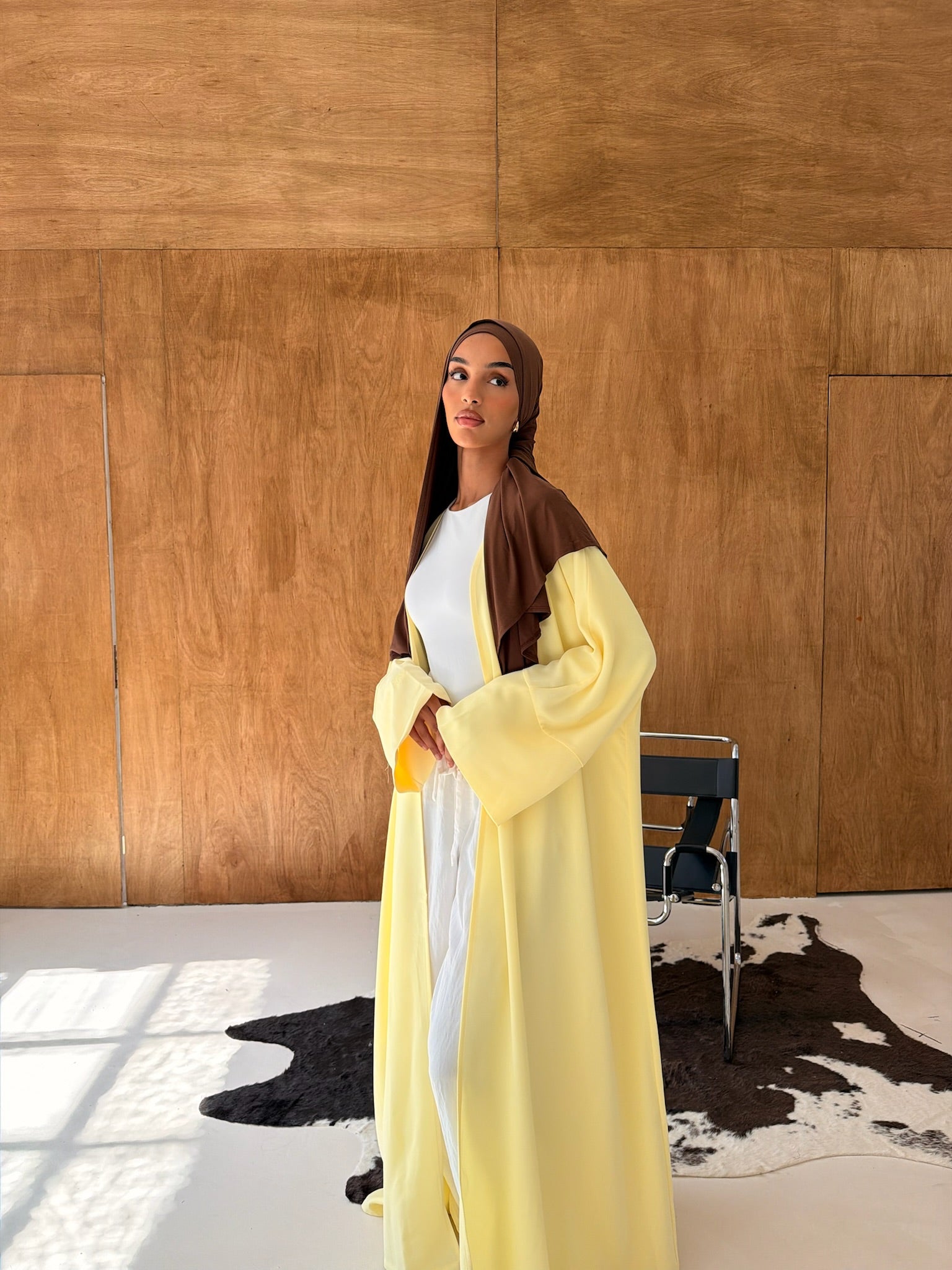 Butter Yellow Open Abaya