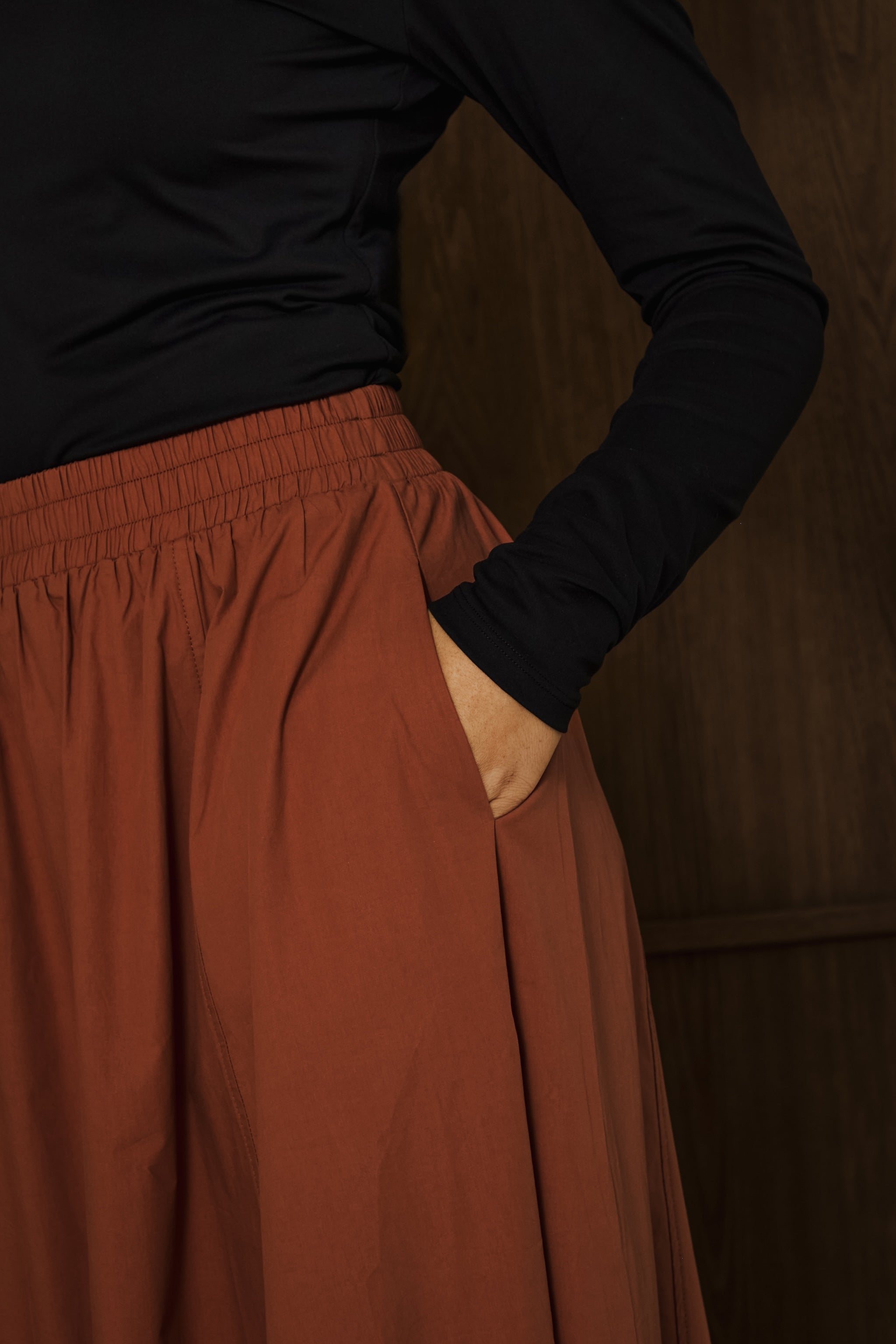 Amber Brown Poplin Cotton Skirt
