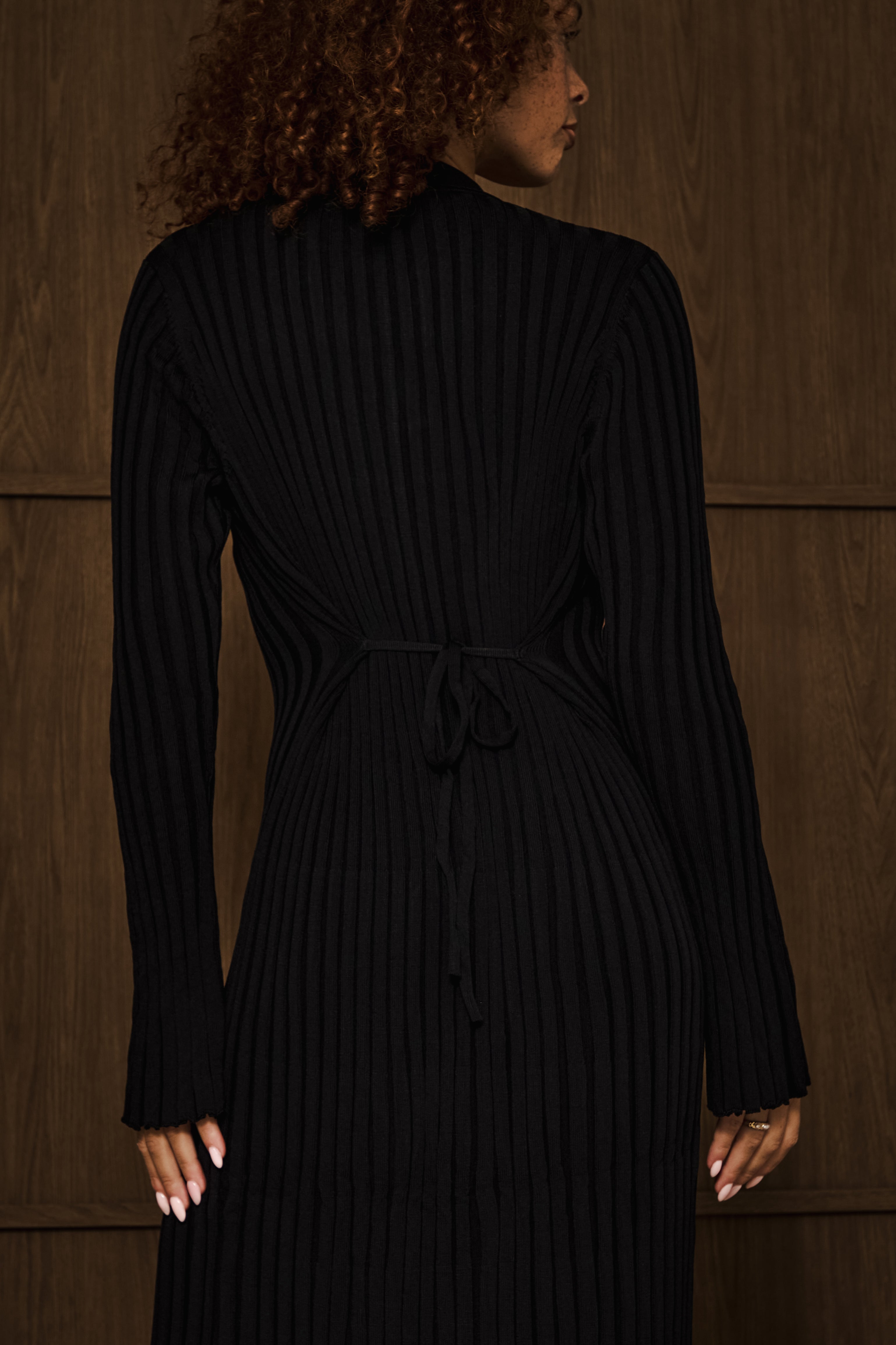 Black Knit Rib Dress