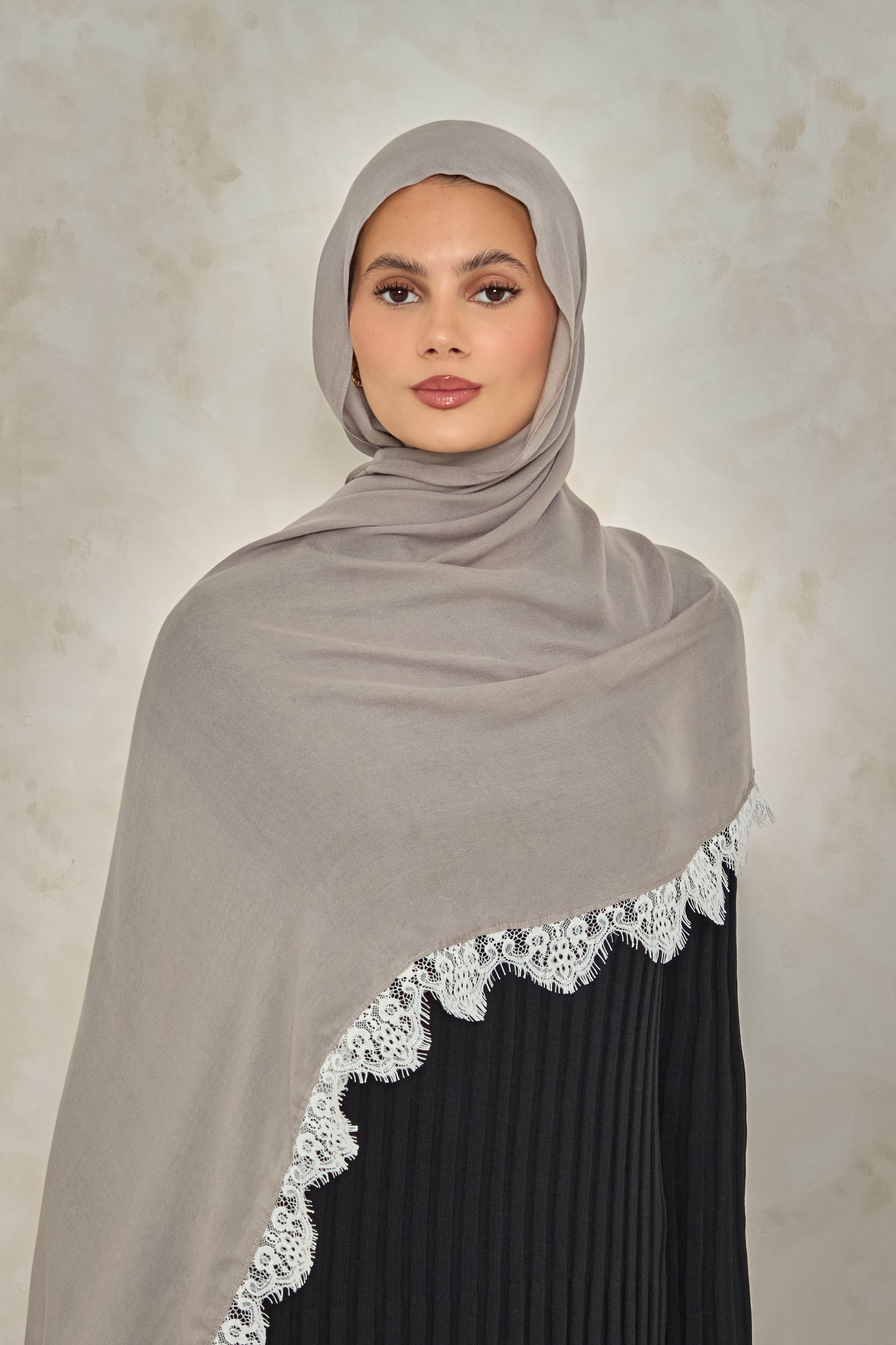 Stone Modal Lace Hijab