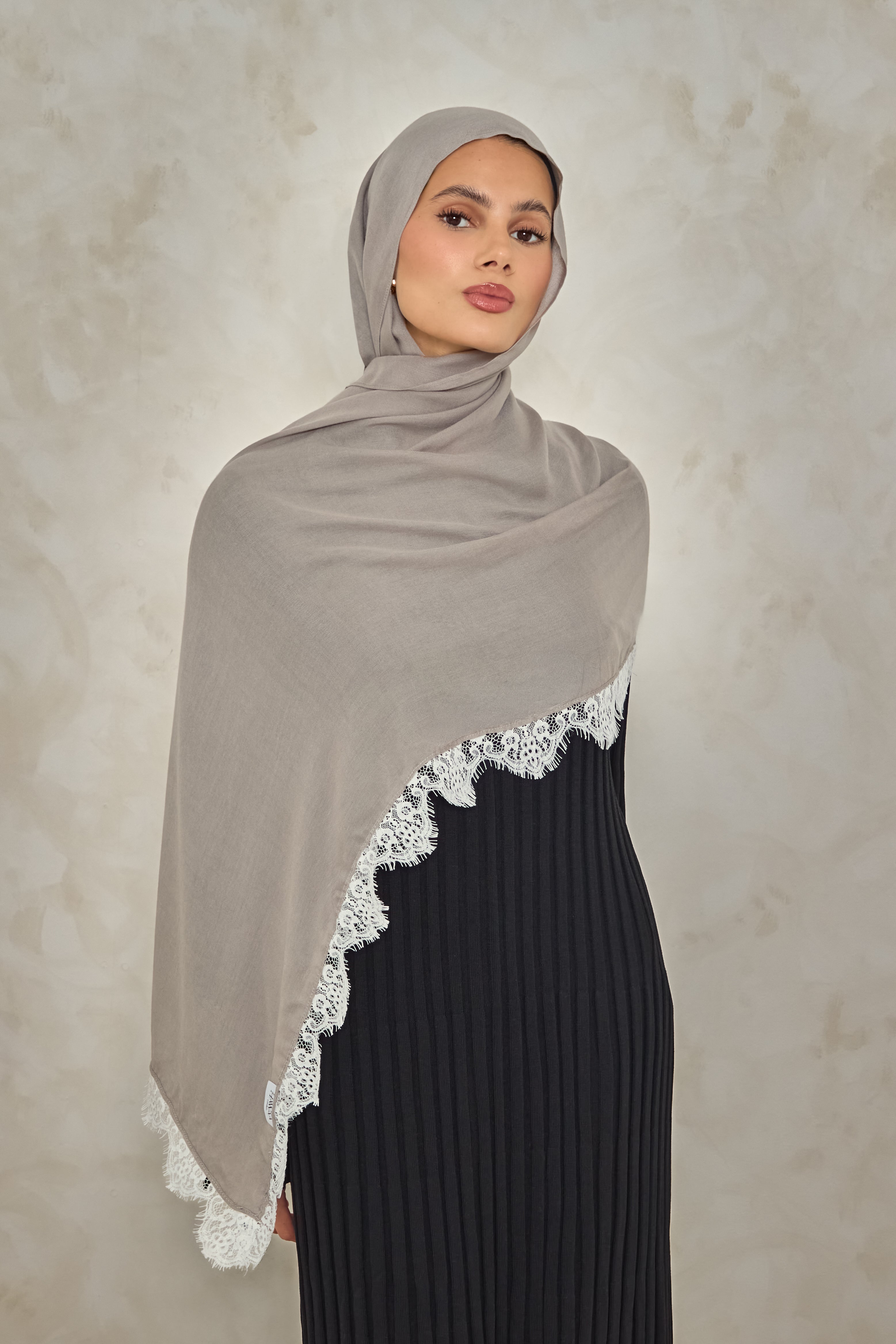 Stone Modal Lace Hijab