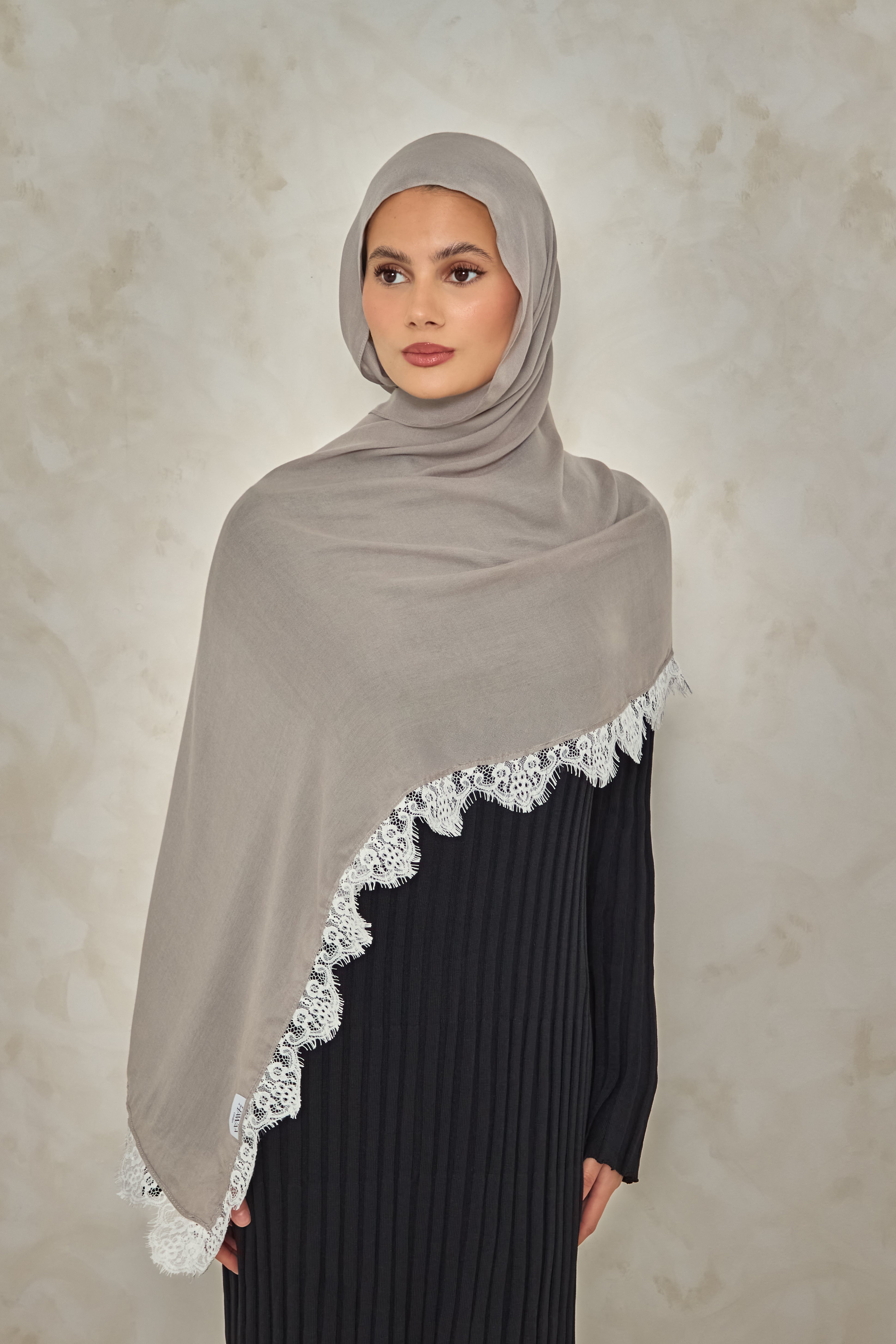 Stone Modal Lace Hijab