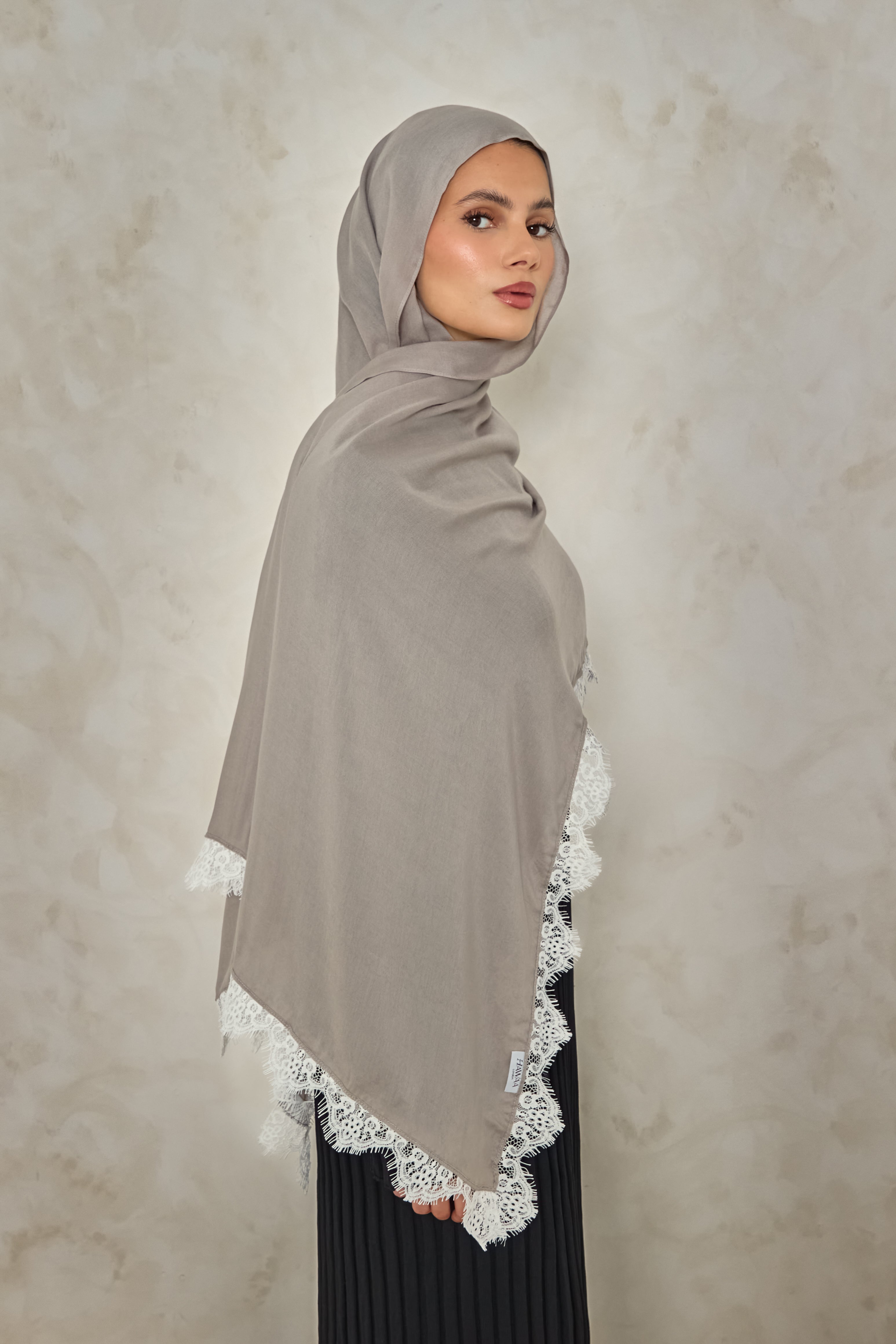 Stone Modal Lace Hijab