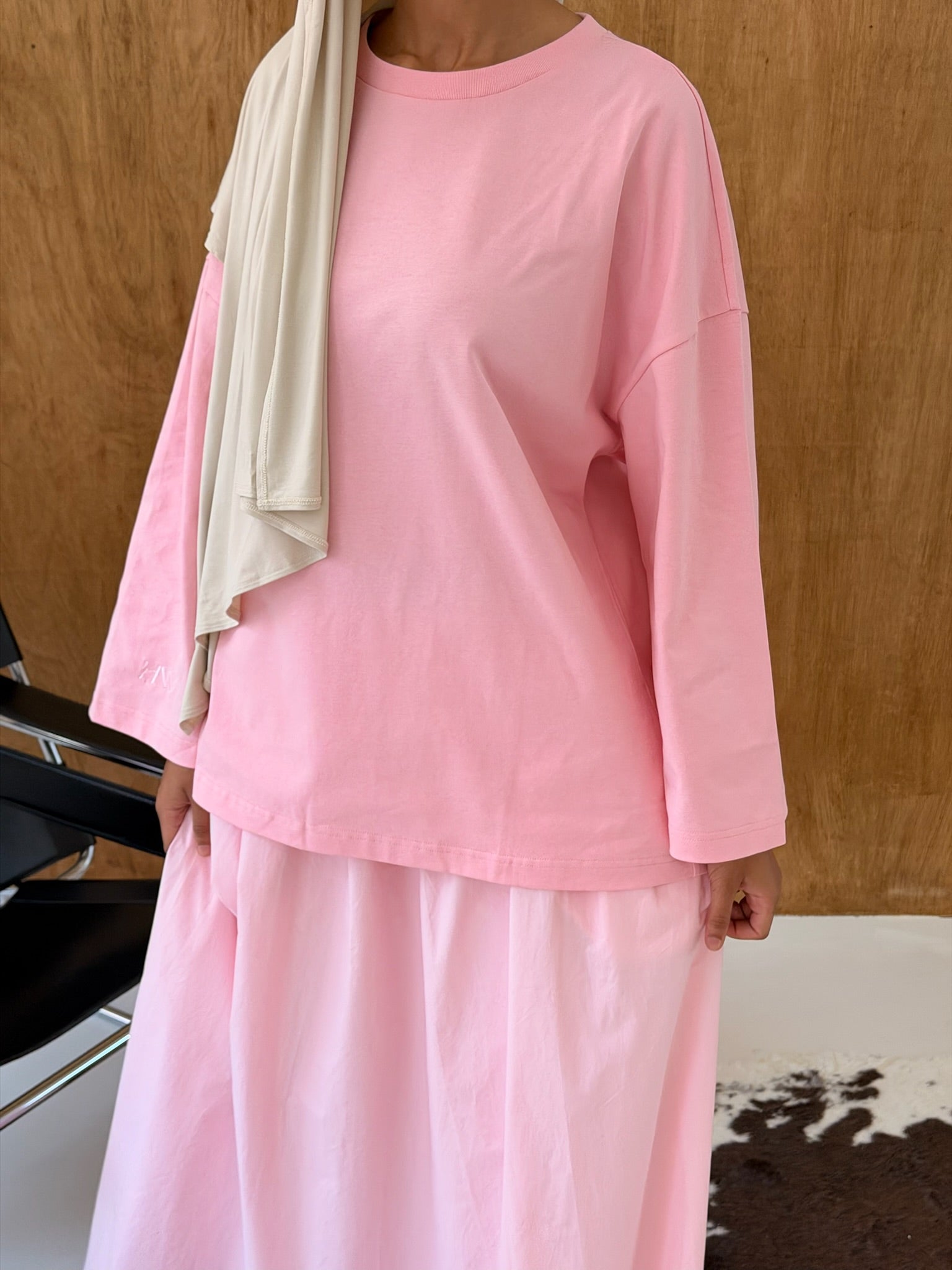 Pink Cotton Oversized Tee