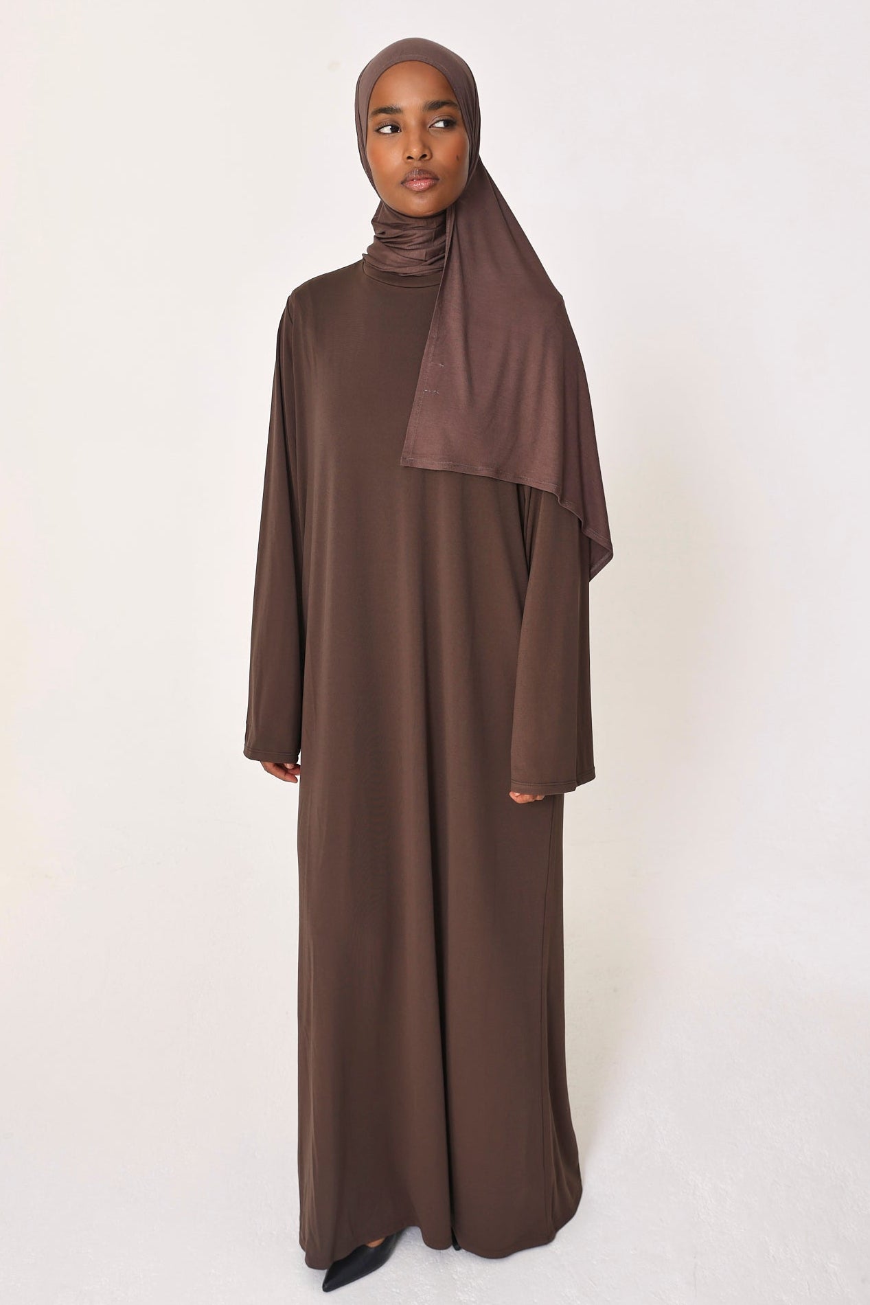Brown Basic Jersey Abaya