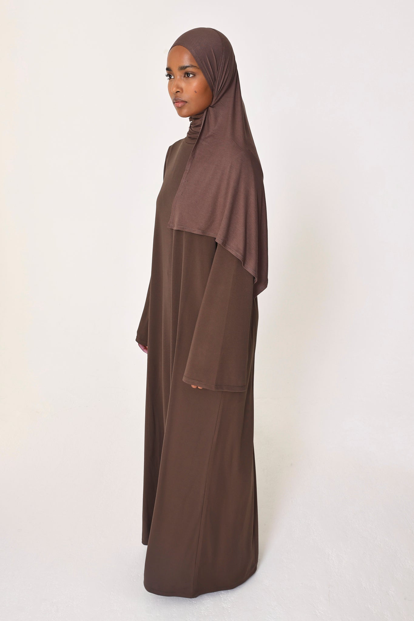 Brown Basic Jersey Abaya