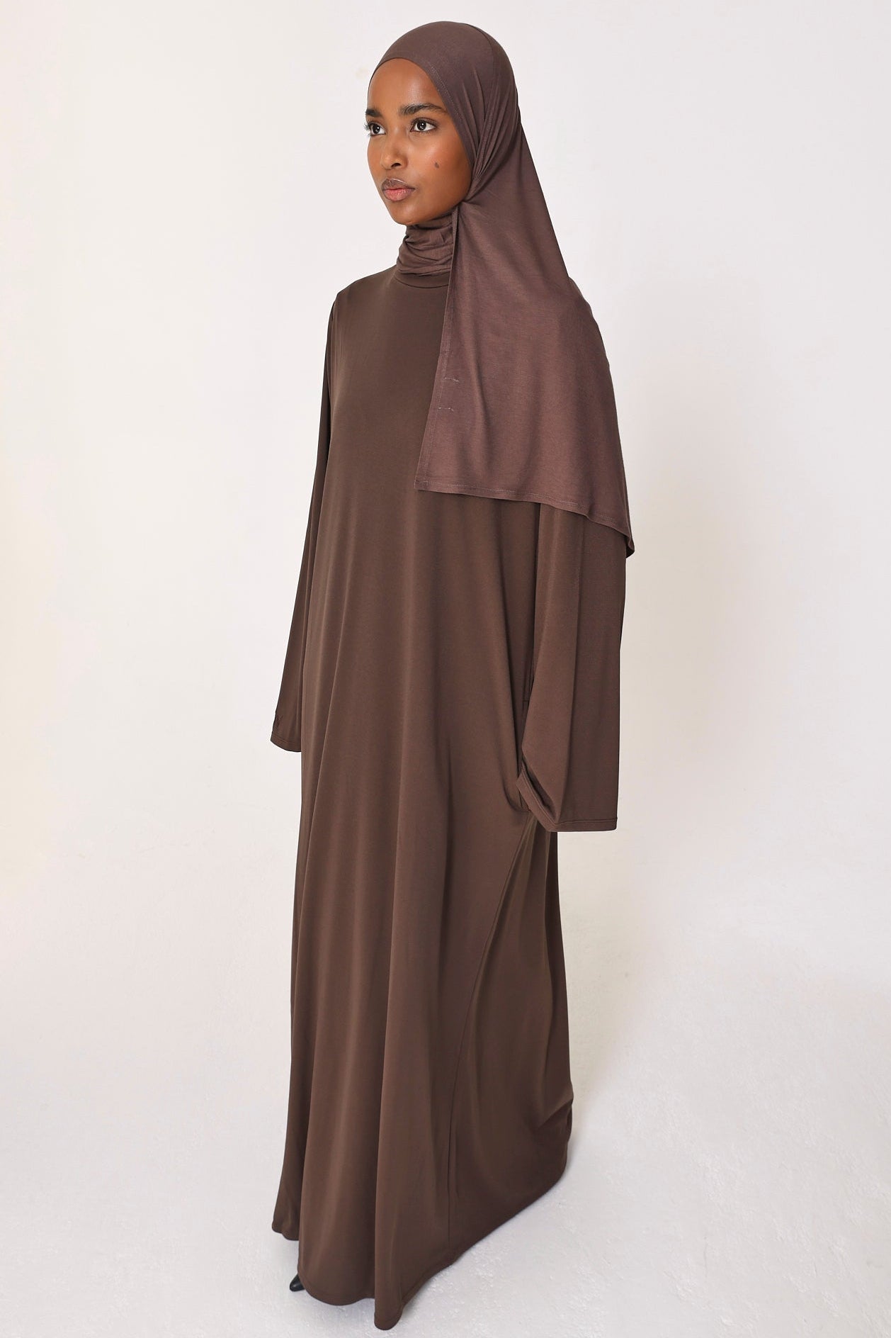 Brown Basic Jersey Abaya