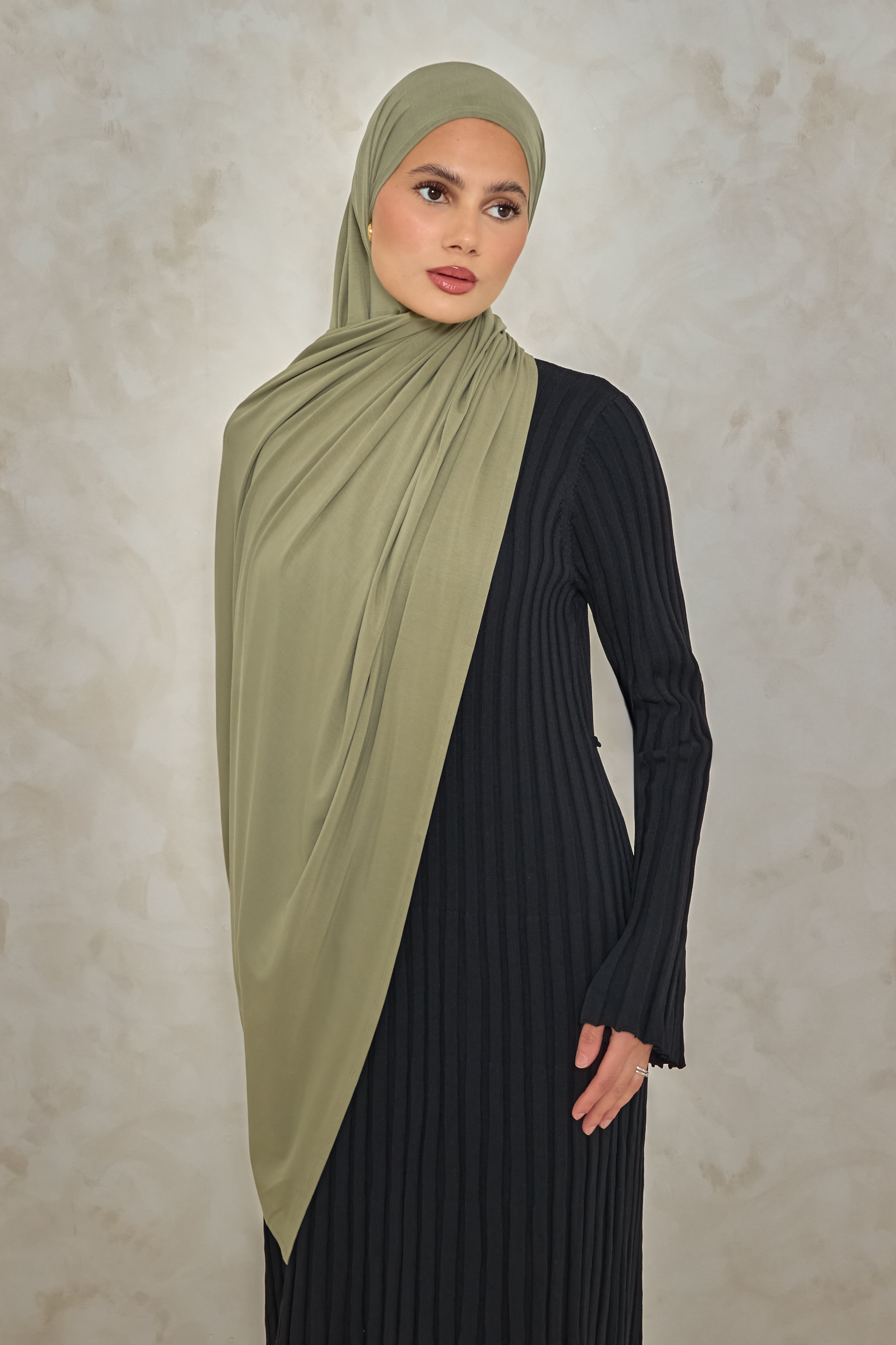 Olive Bamboo Jersey Hijab
