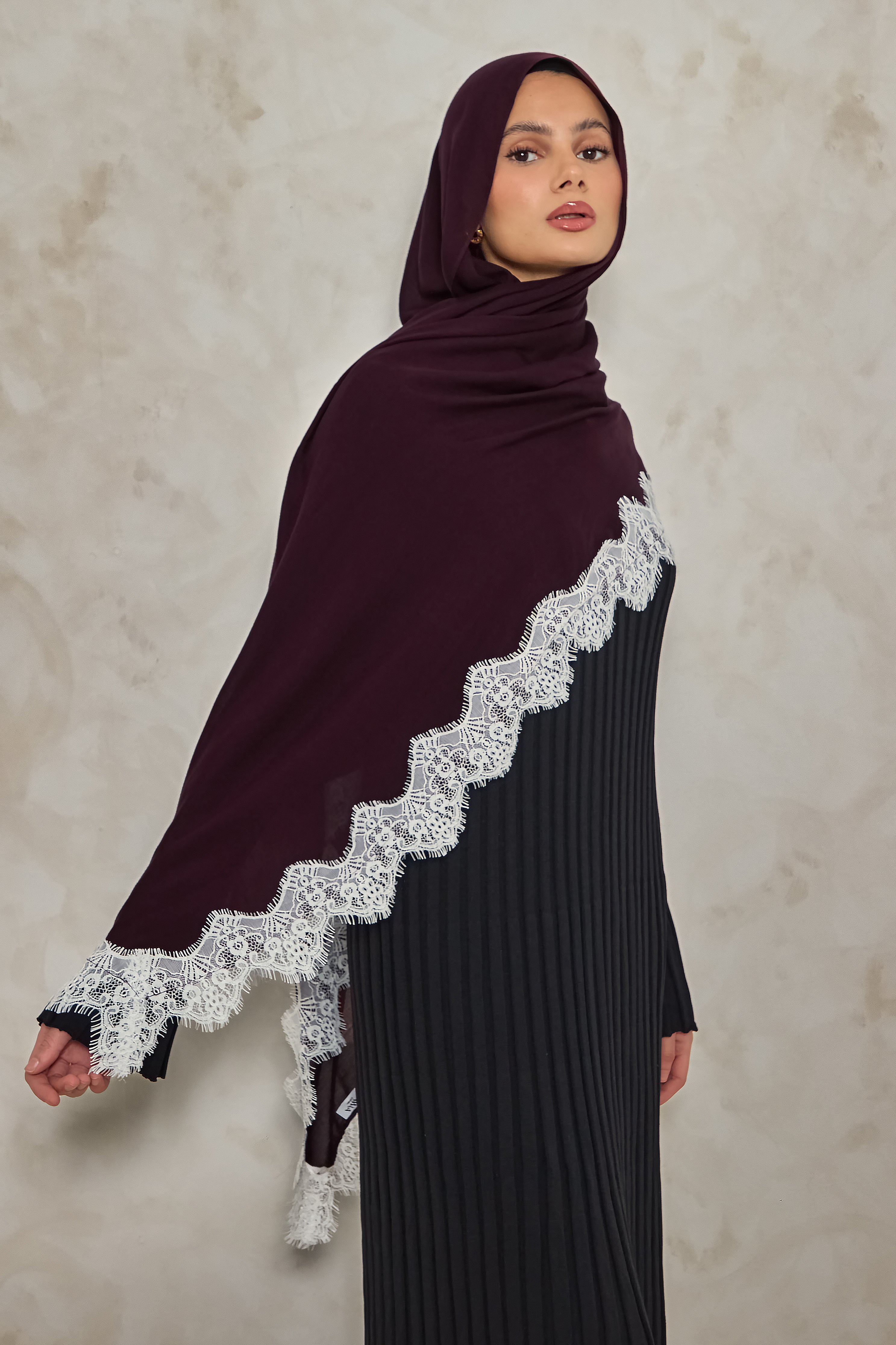 Deep Mulberry Modal Lace Hijab
