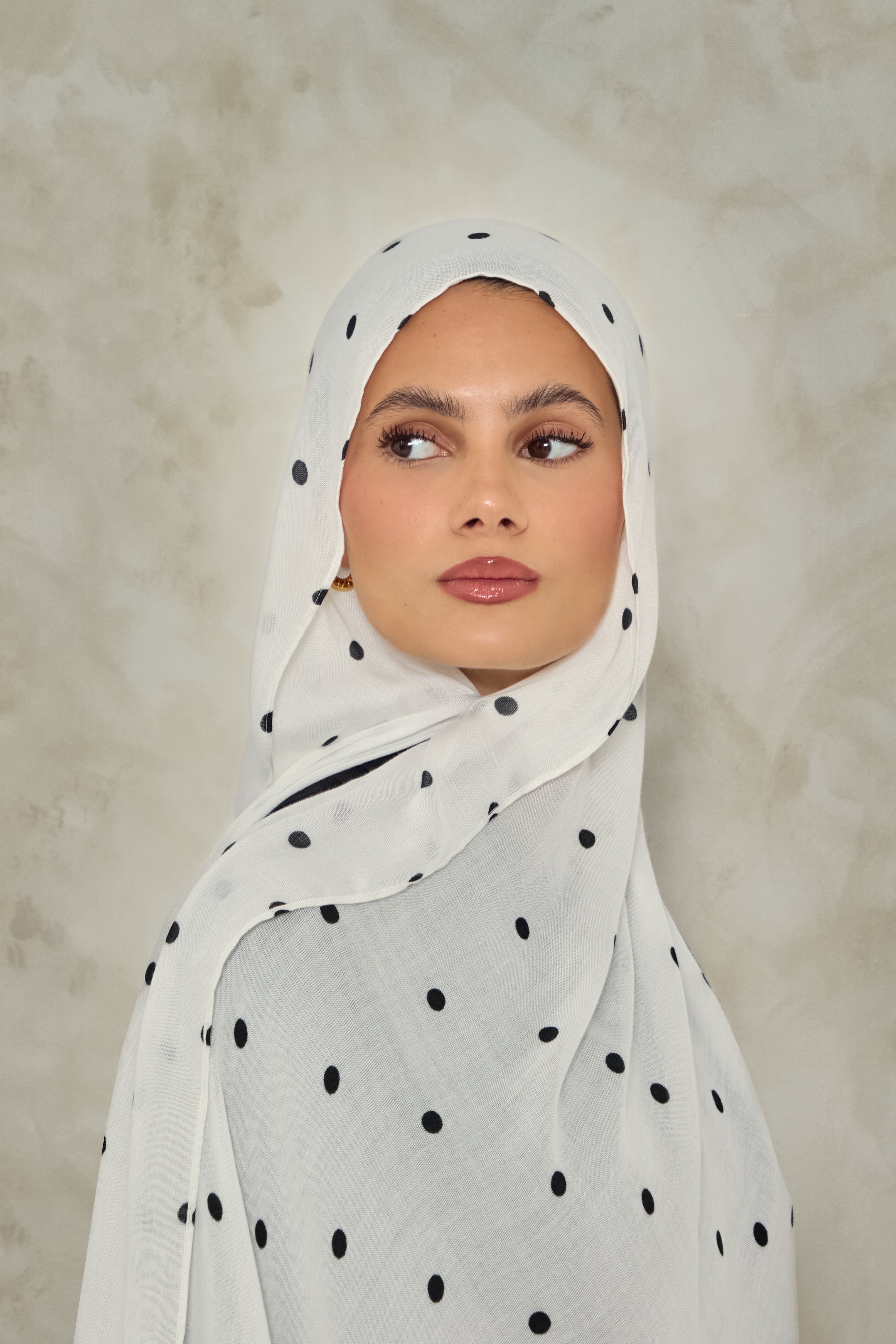 White Polka Modal Lace Hijab