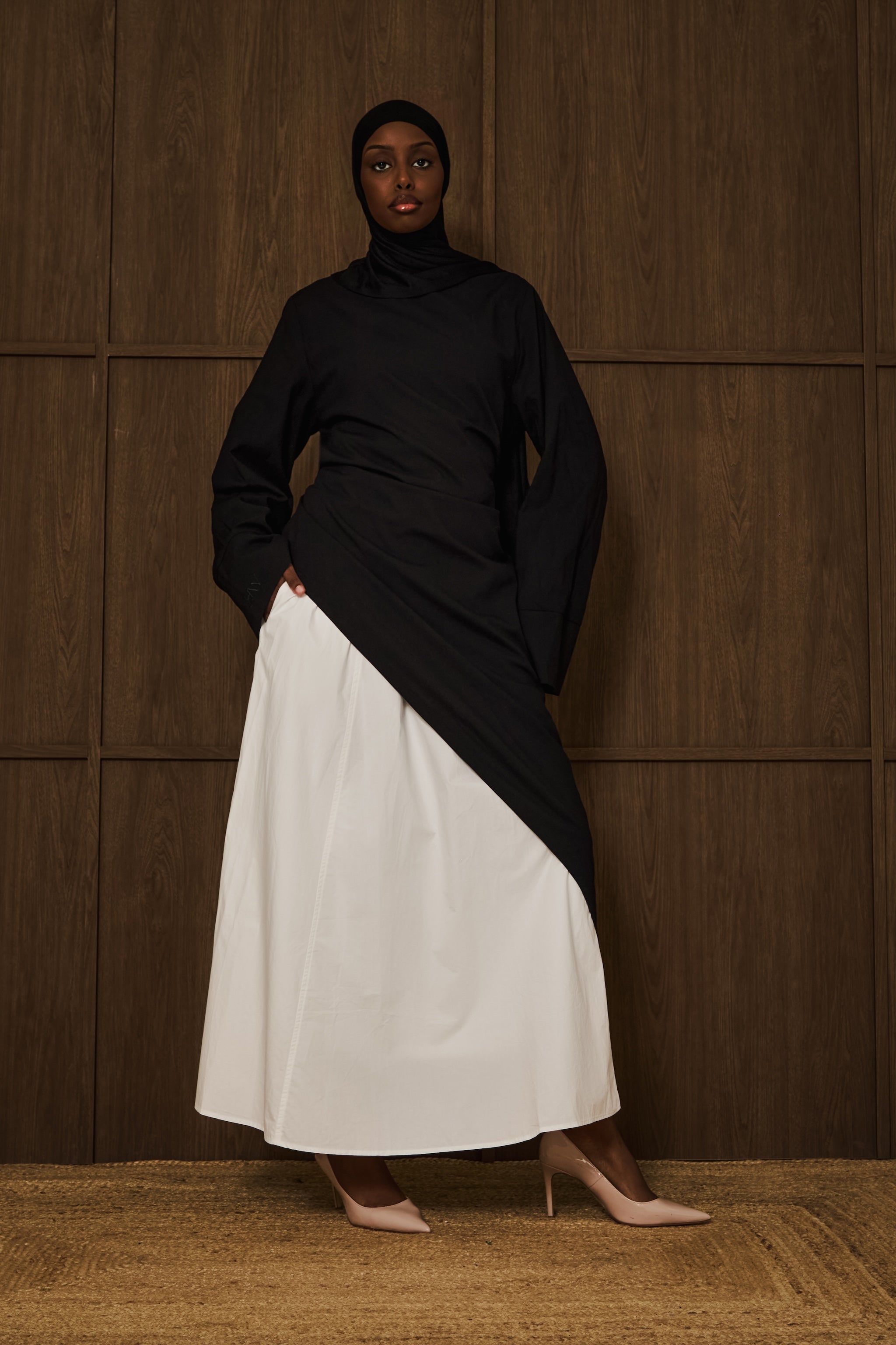 Off White Poplin Cotton Skirt
