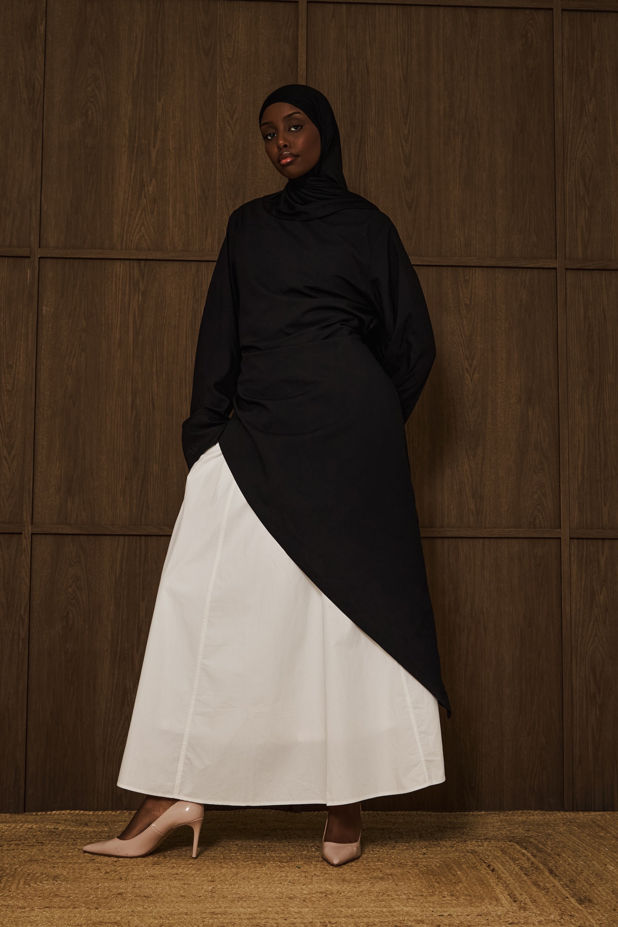 Off White Poplin Cotton Skirt