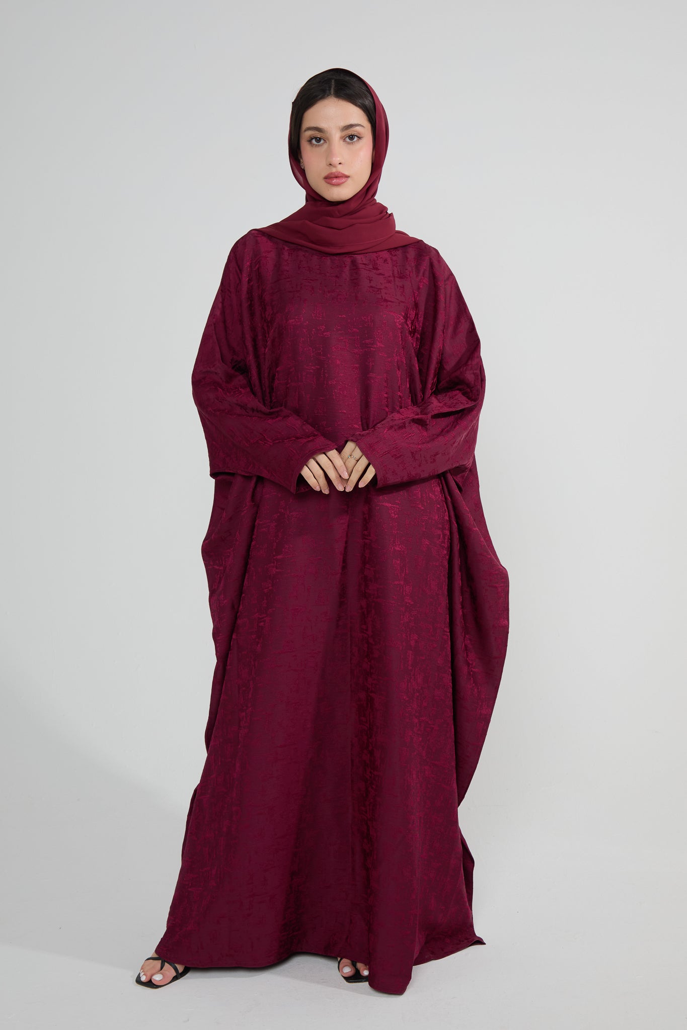 Ruby Jacquard Luxé Butterfly Abaya