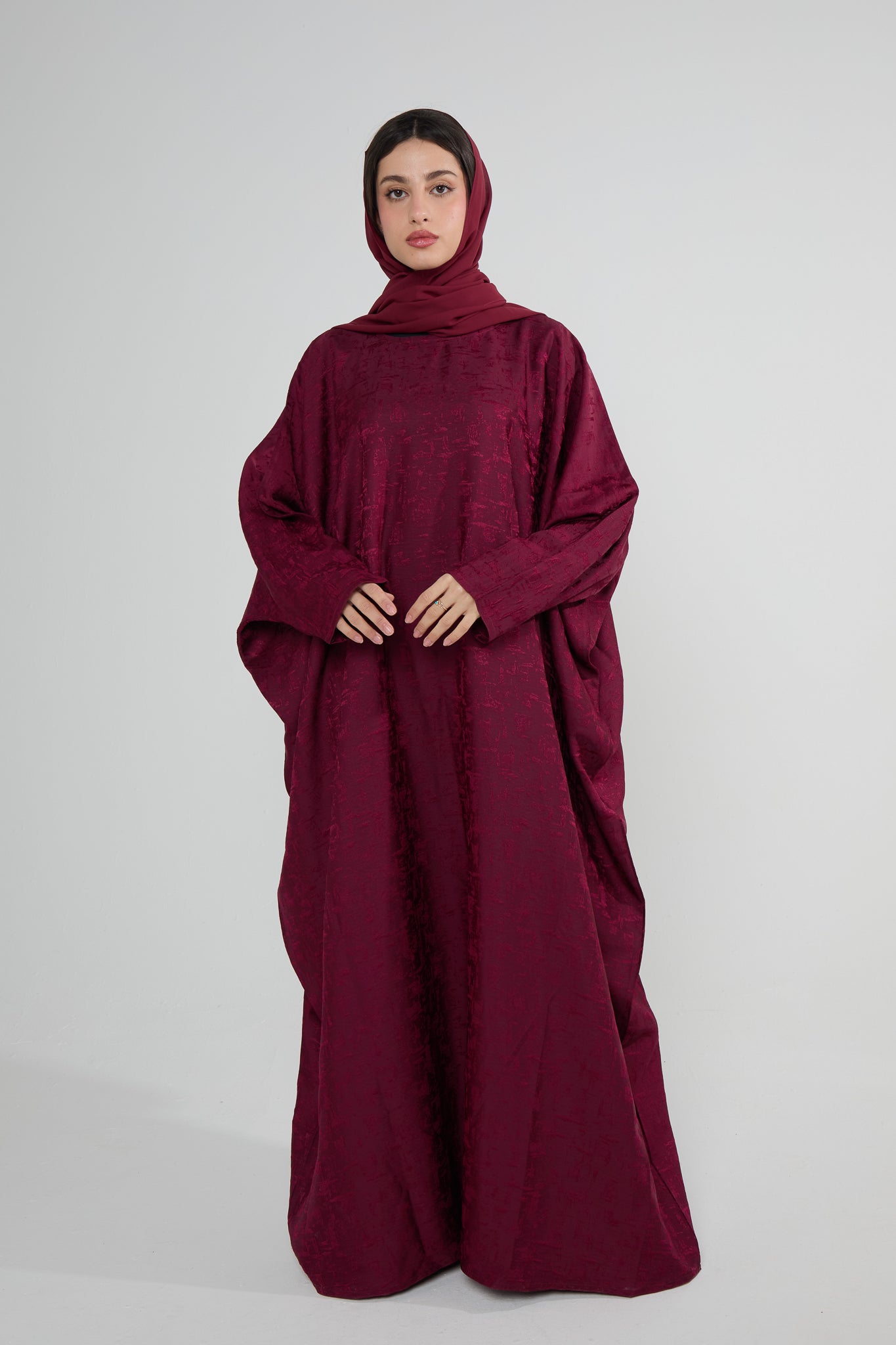 Ruby Jacquard Luxé Butterfly Abaya