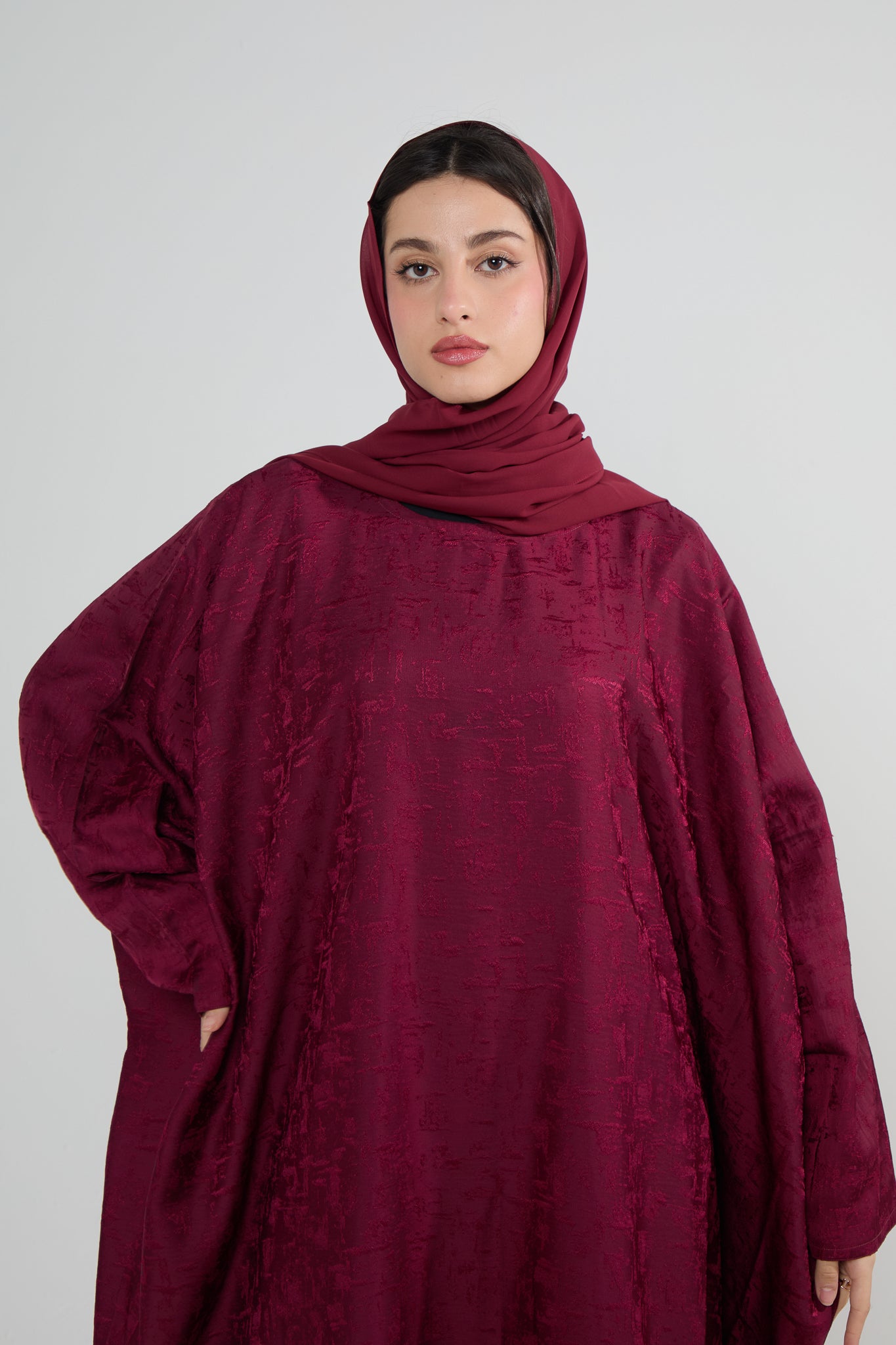Ruby Jacquard Luxé Butterfly Abaya