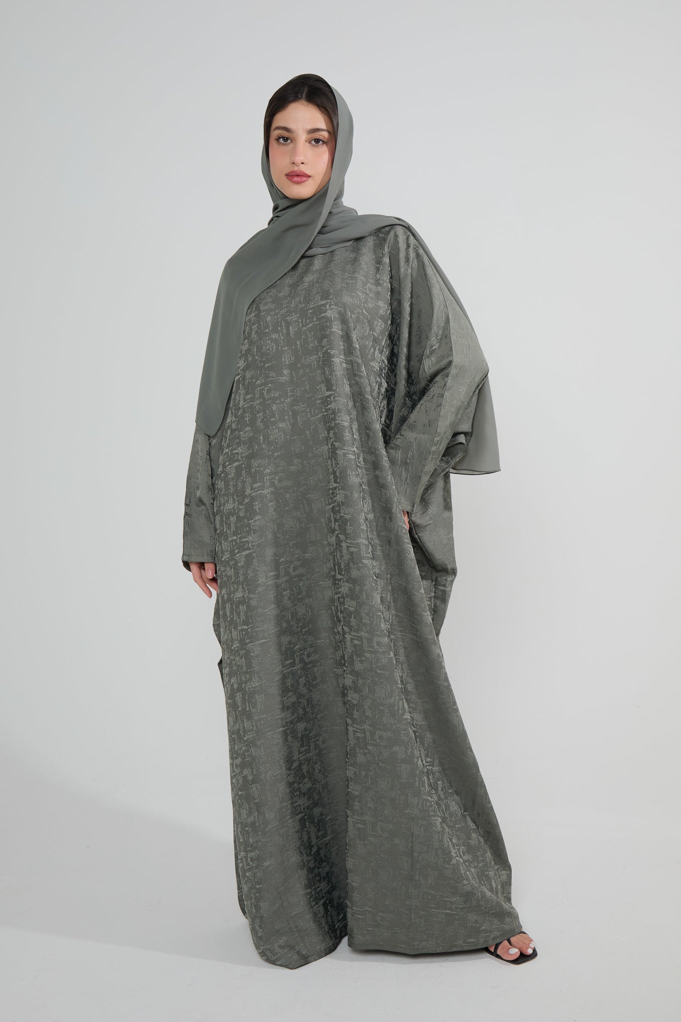 Moss Jacquard Luxé Butterfly Abaya