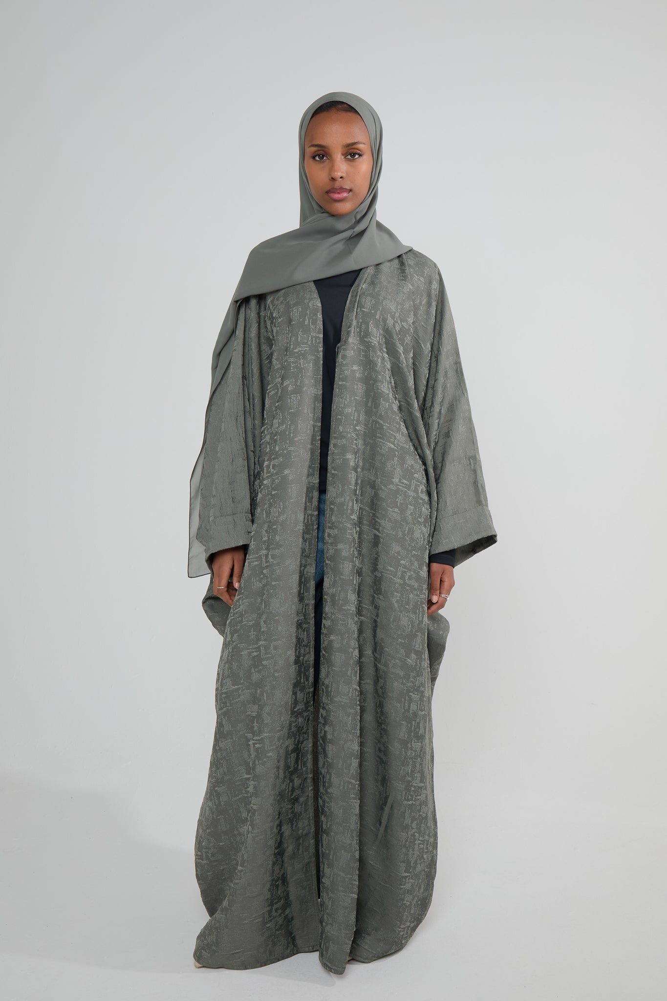 Moss Jacquard Luxé Wrap Abaya