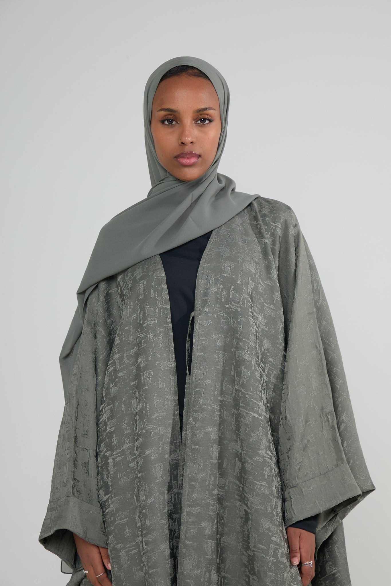 Moss Jacquard Luxé Wrap Abaya