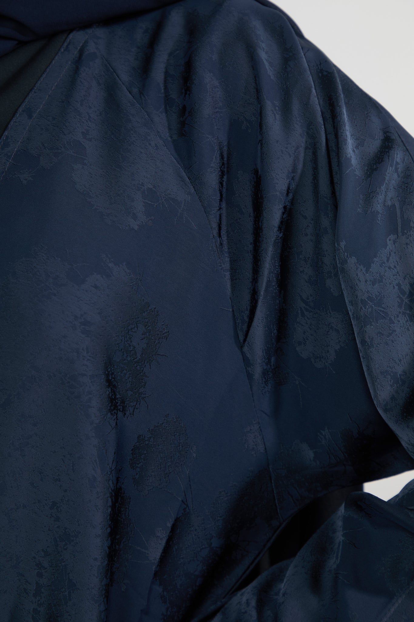 Navy Patterned Open Abaya