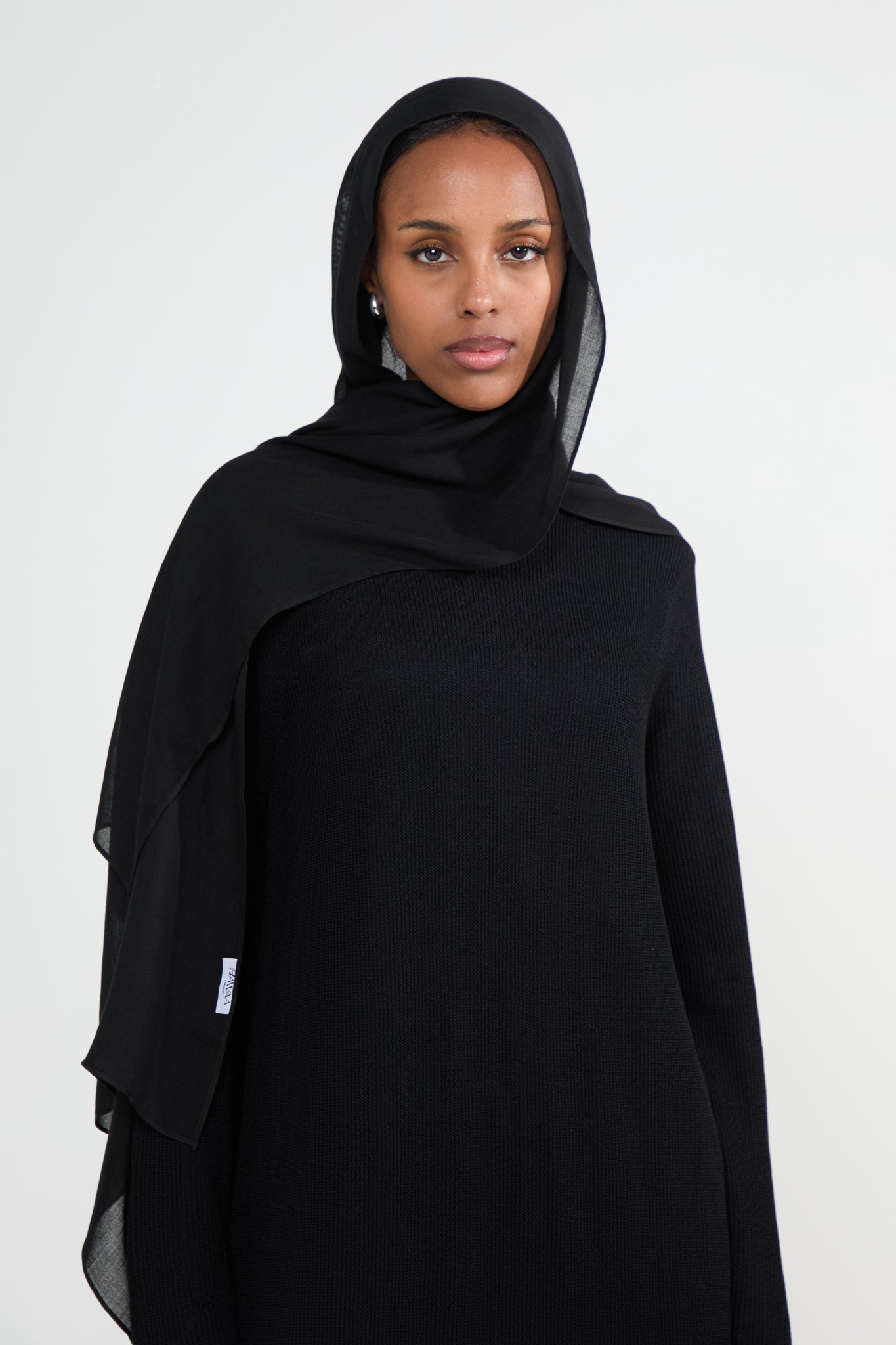 Black Lined Crochet Abaya Dress