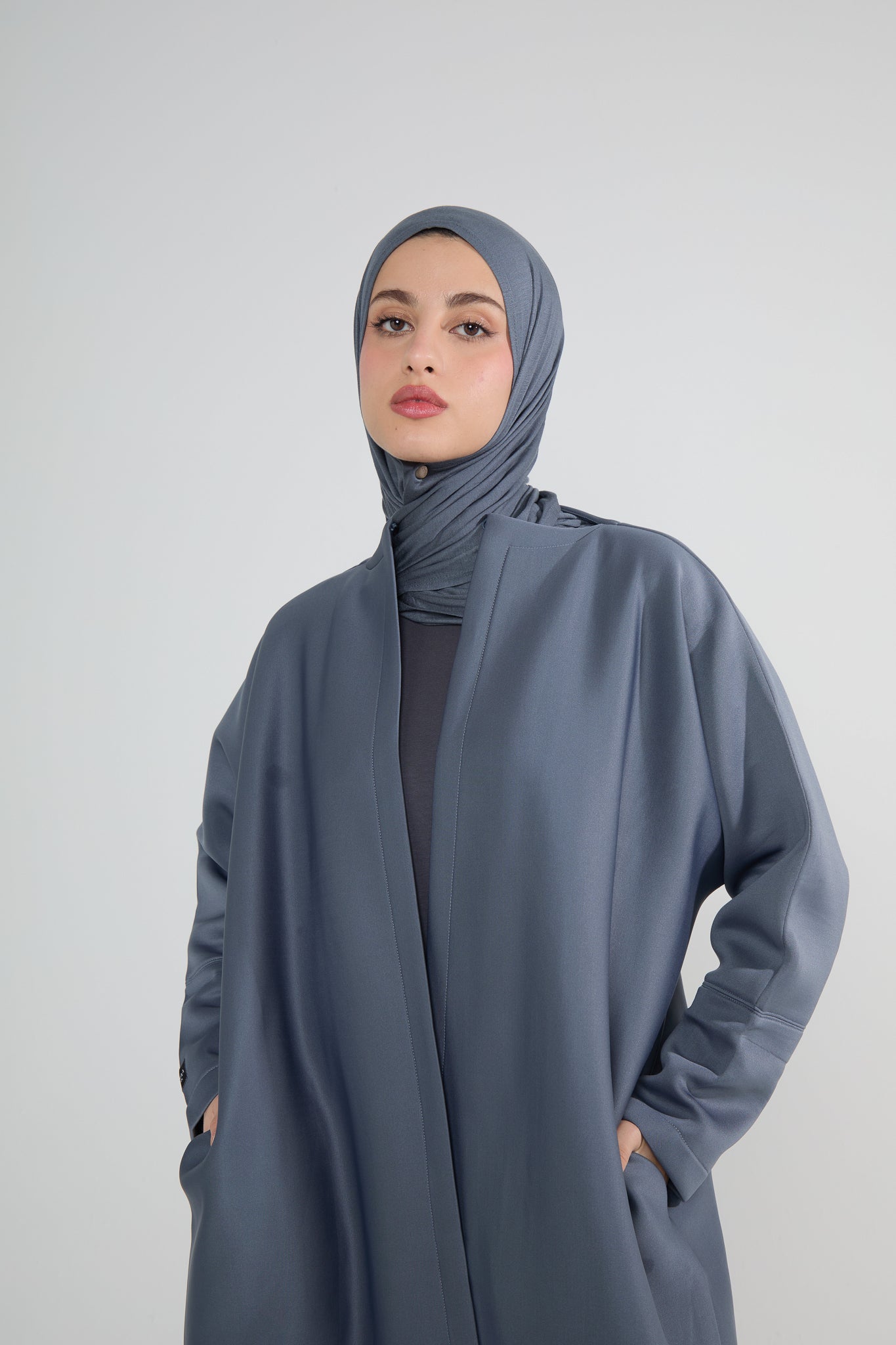 Grey Neoprene Scuba Abaya