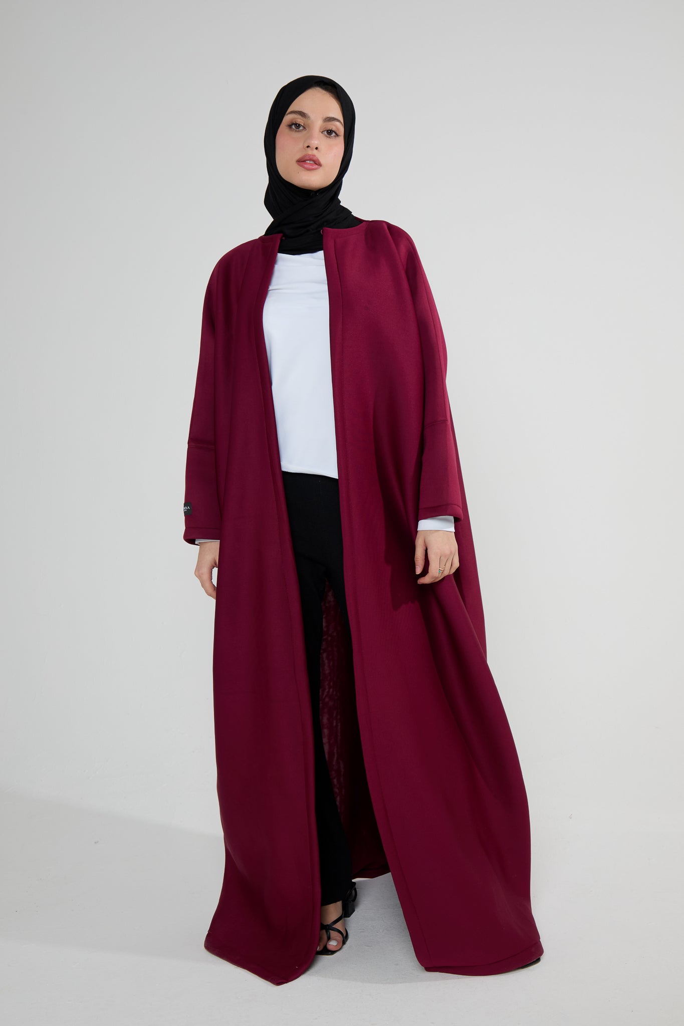 Maroon Neoprene Scuba Abaya