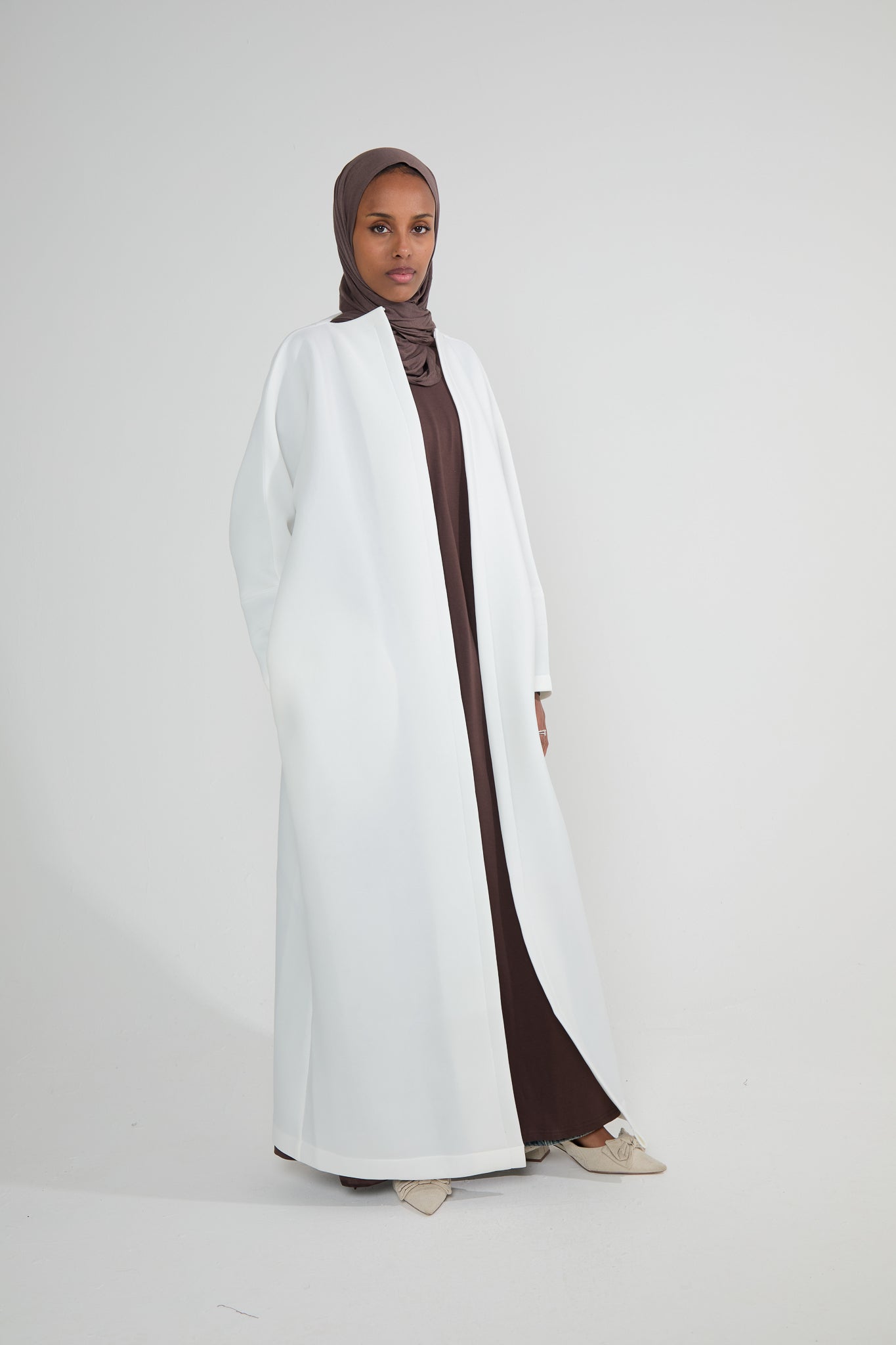White Neoprene Scuba Abaya