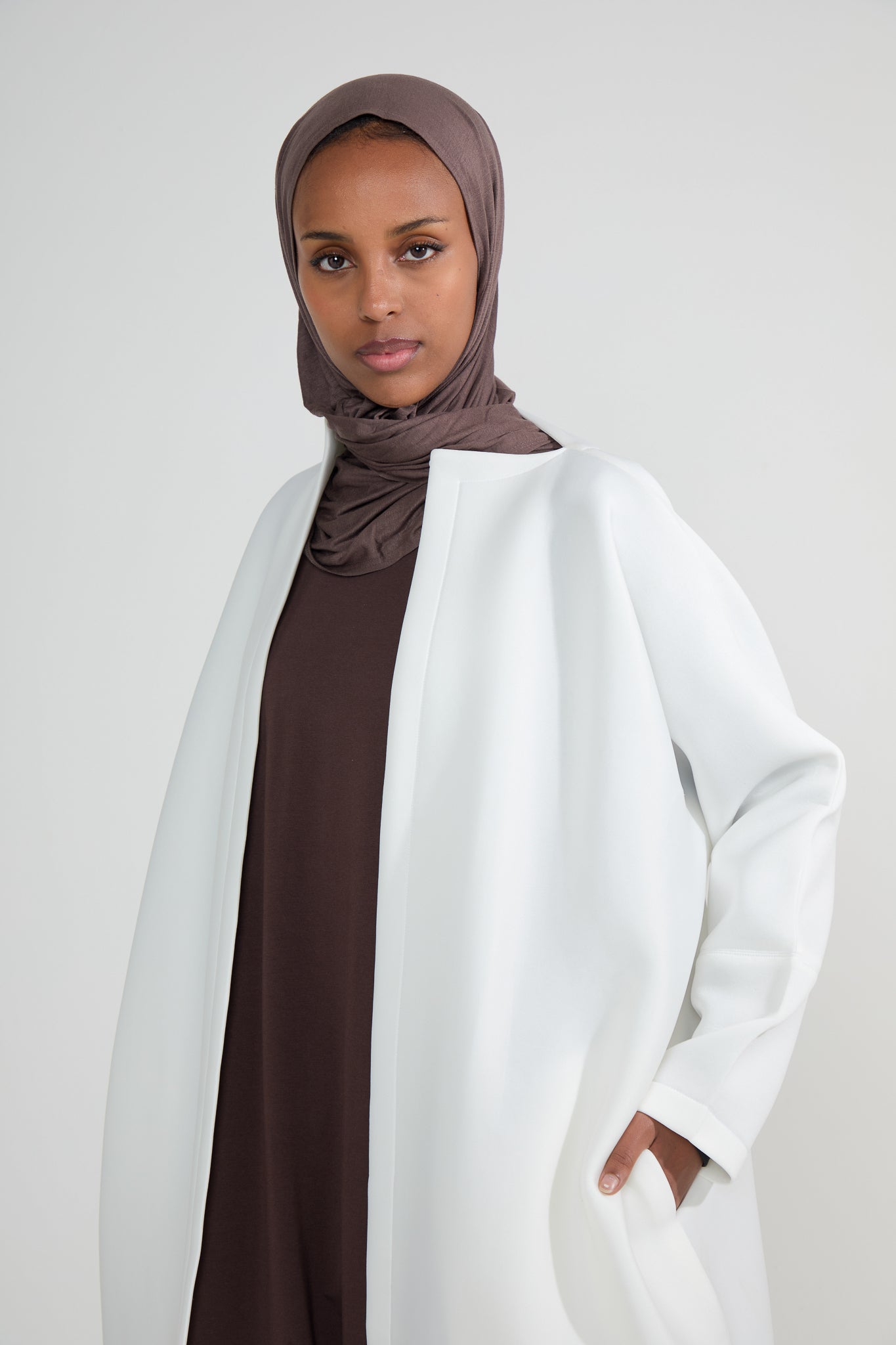 White Neoprene Scuba Abaya