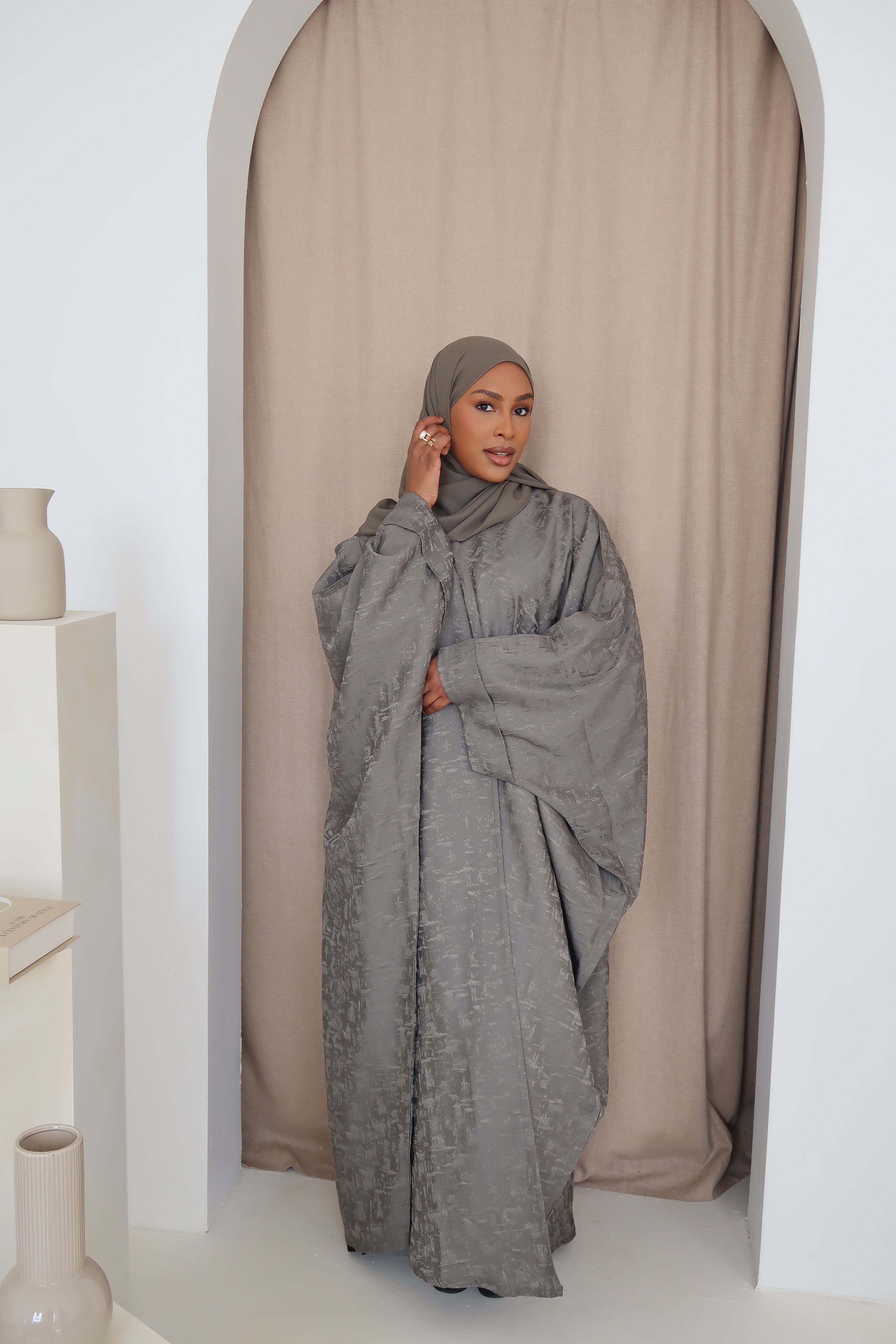 Moss Jacquard Luxé Wrap Abaya