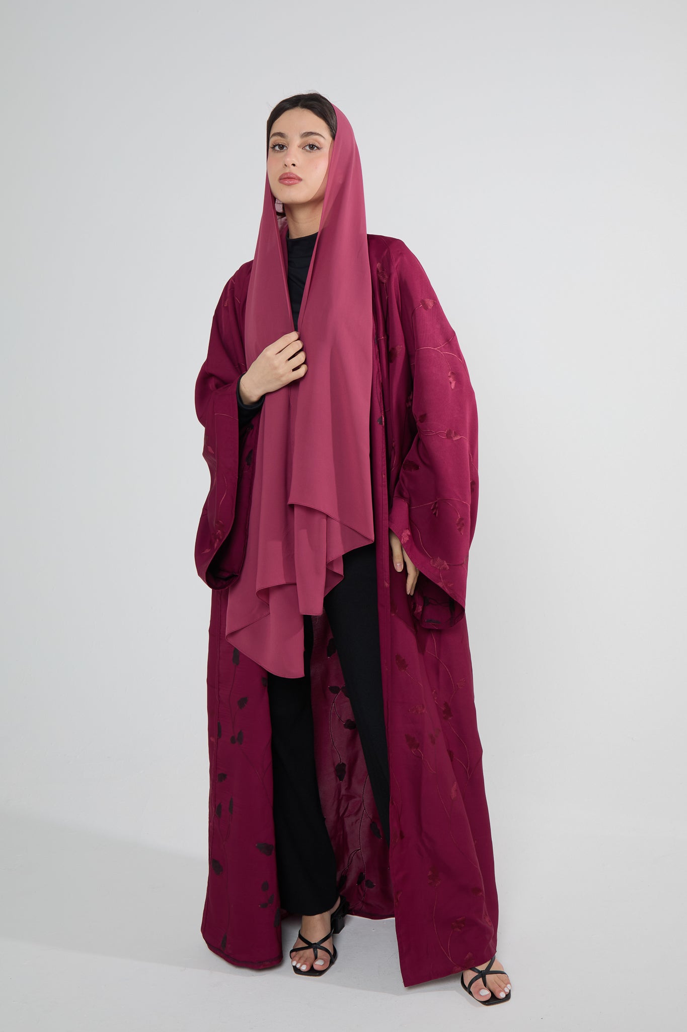 Ruby Noor Embroidered Open Abaya